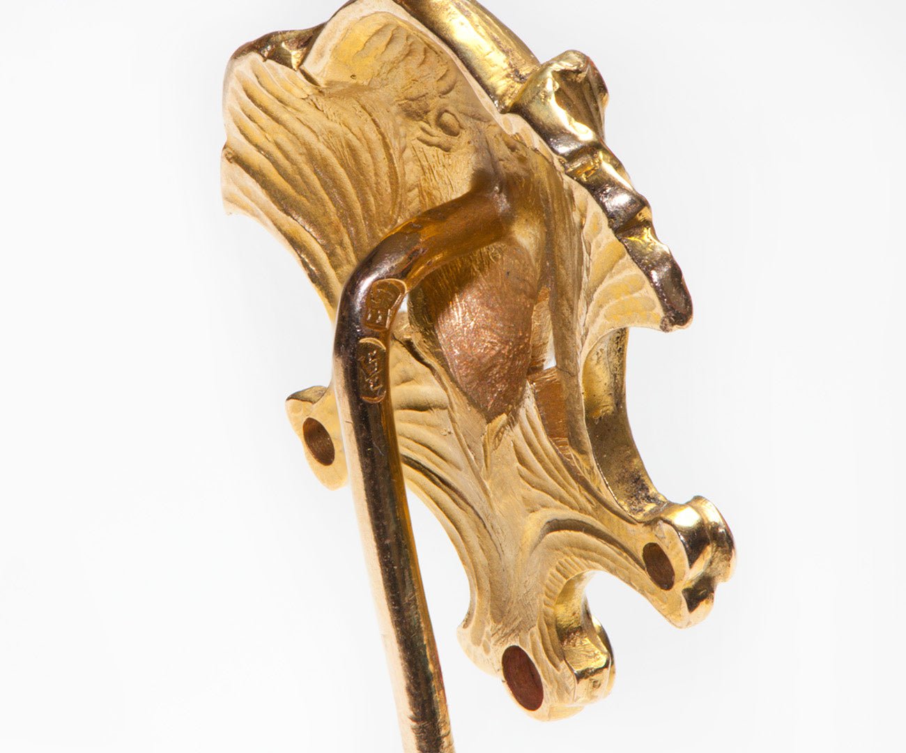 Art Nouveau Gold Face Sapphire Ruby Stick Pin