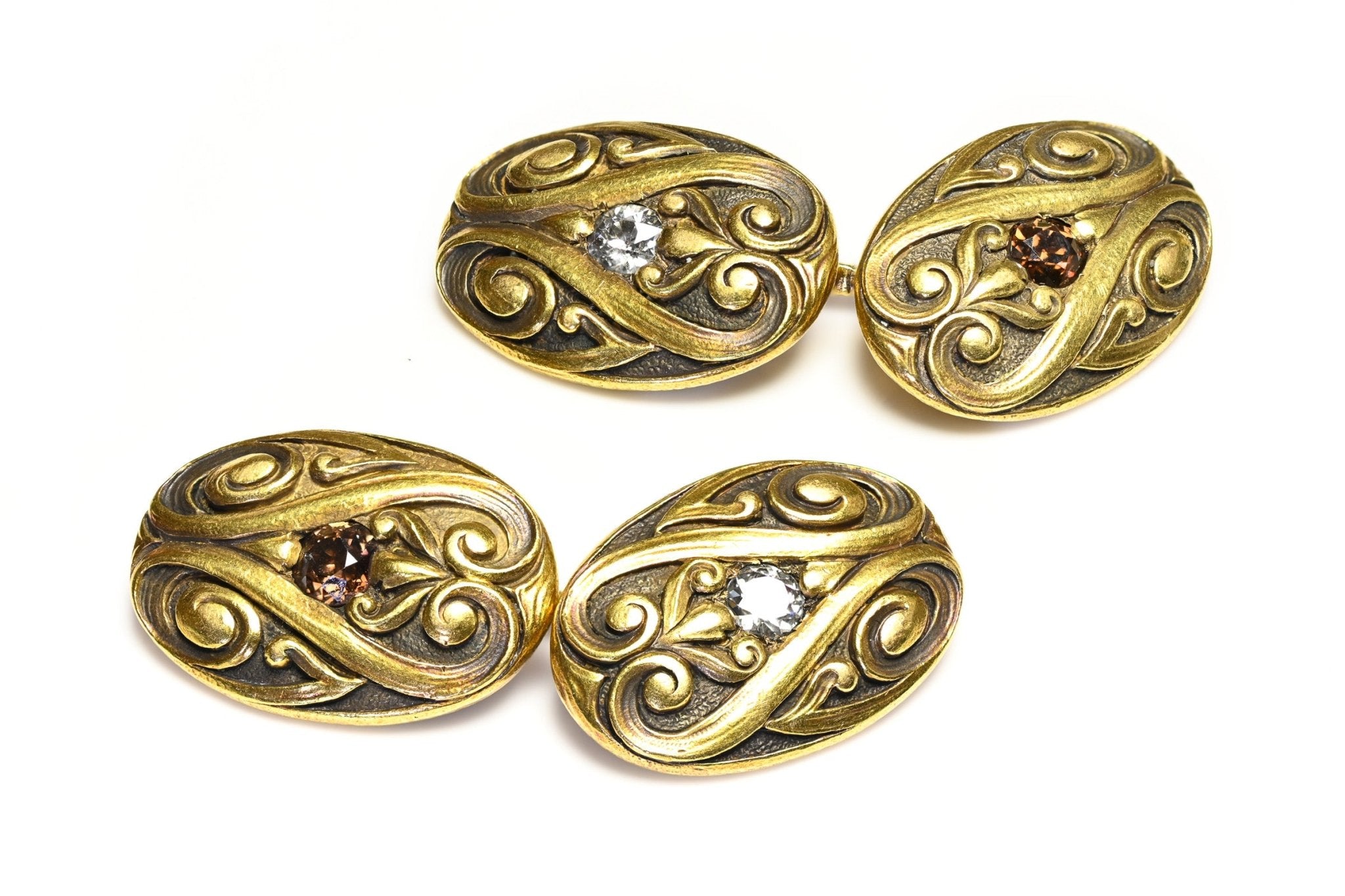 Art Nouveau Gold Fancy Diamond Cufflinks