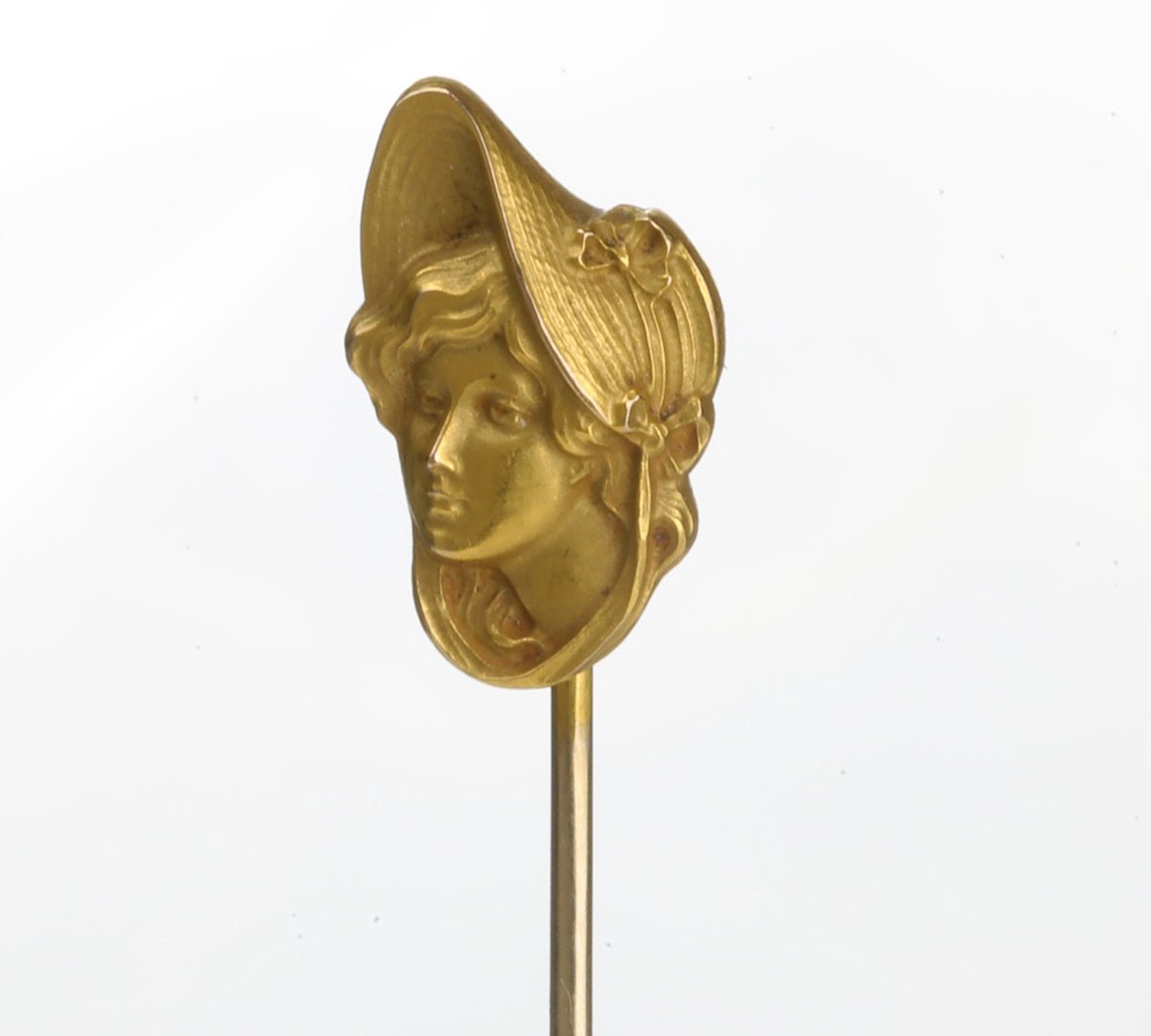 Art Nouveau Gold Lady Bonnet Stick Pin