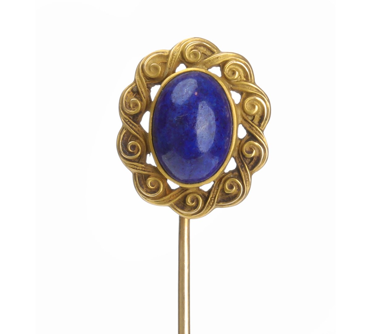 Art Nouveau Gold Lapis Stick Pin