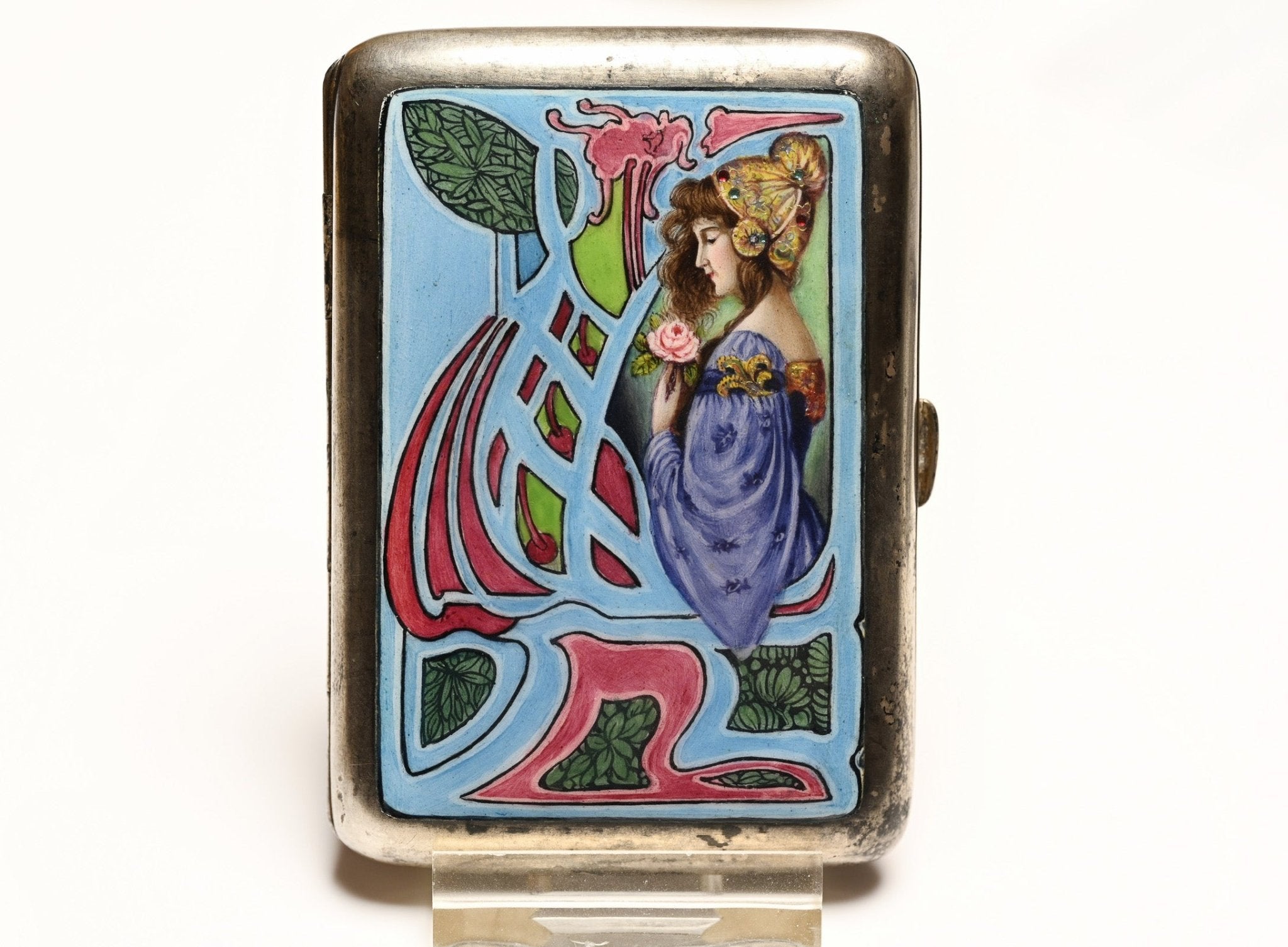 Art Nouveau Silver Enamel Case