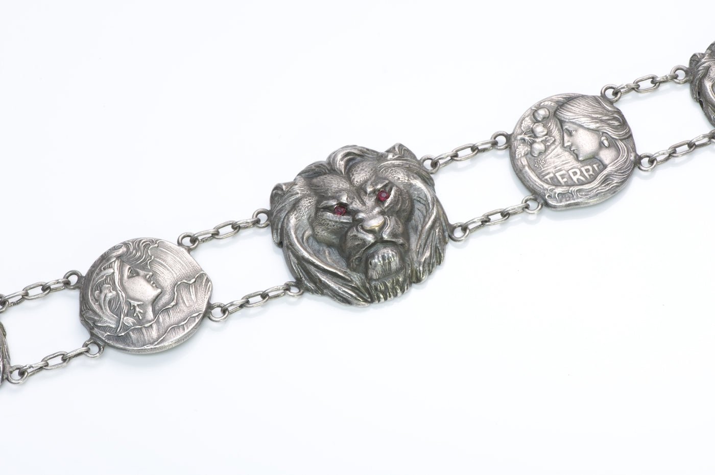 Art Nouveau Silver Lion Tassle Belt