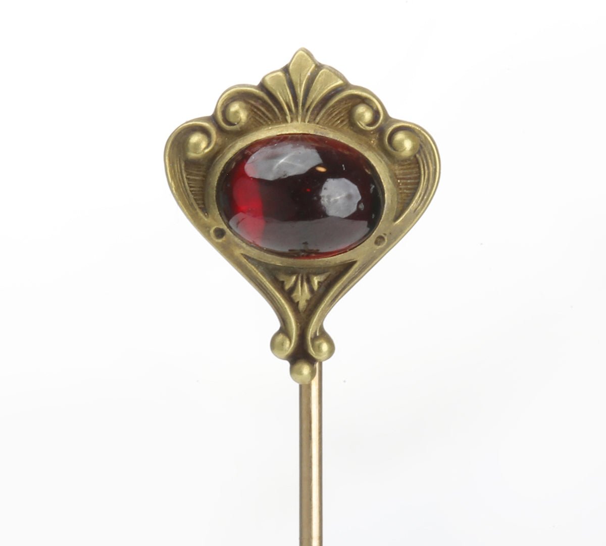 Art Nouveau Yellow Gold Garnet Stick Pin