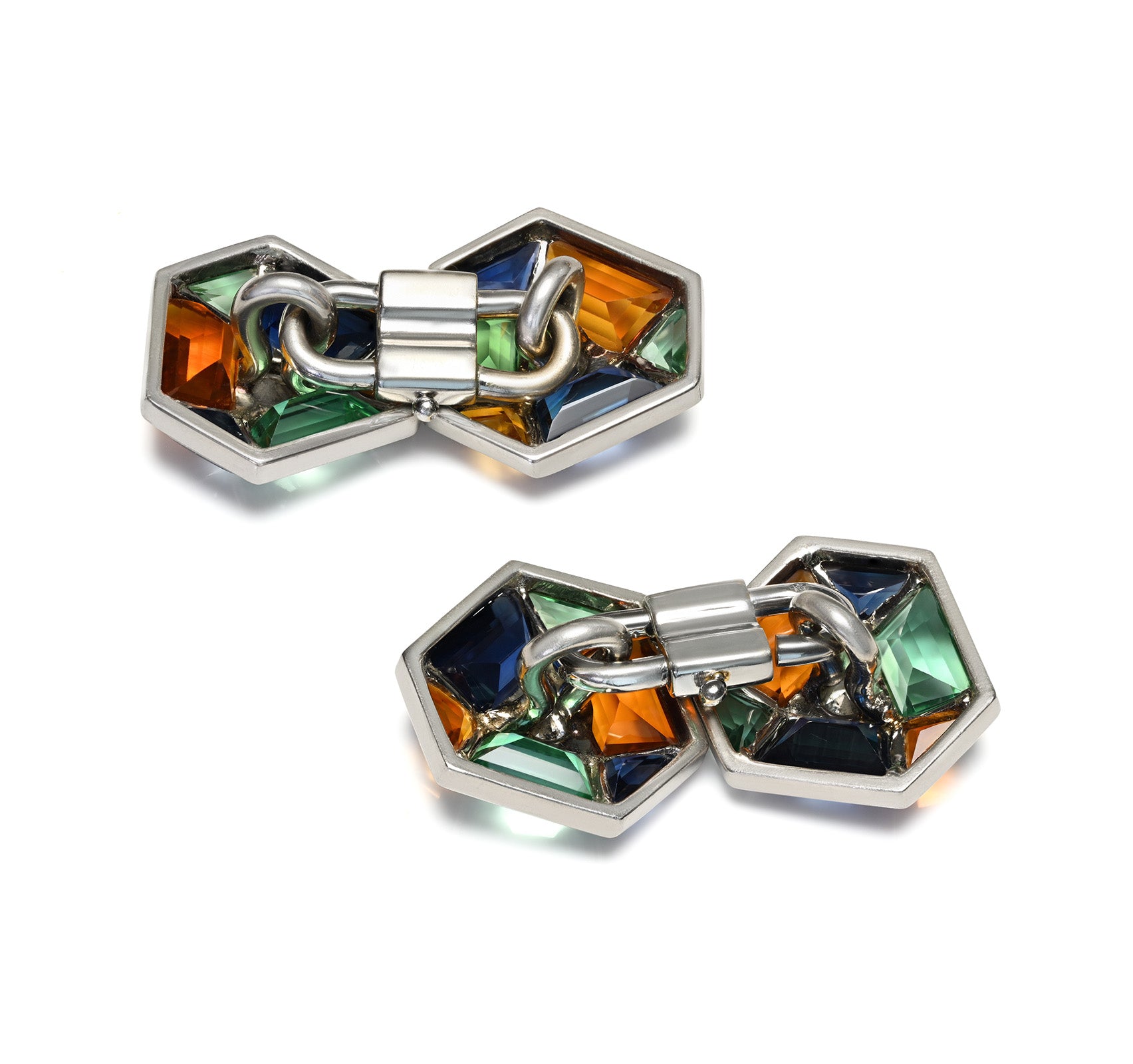 Luxurious Fancy-Cut Sapphire Diamond Cufflinks