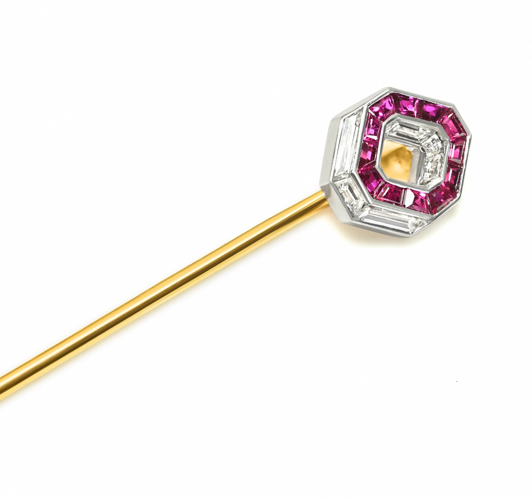 Art Deco Ruby Diamond Stick Pin