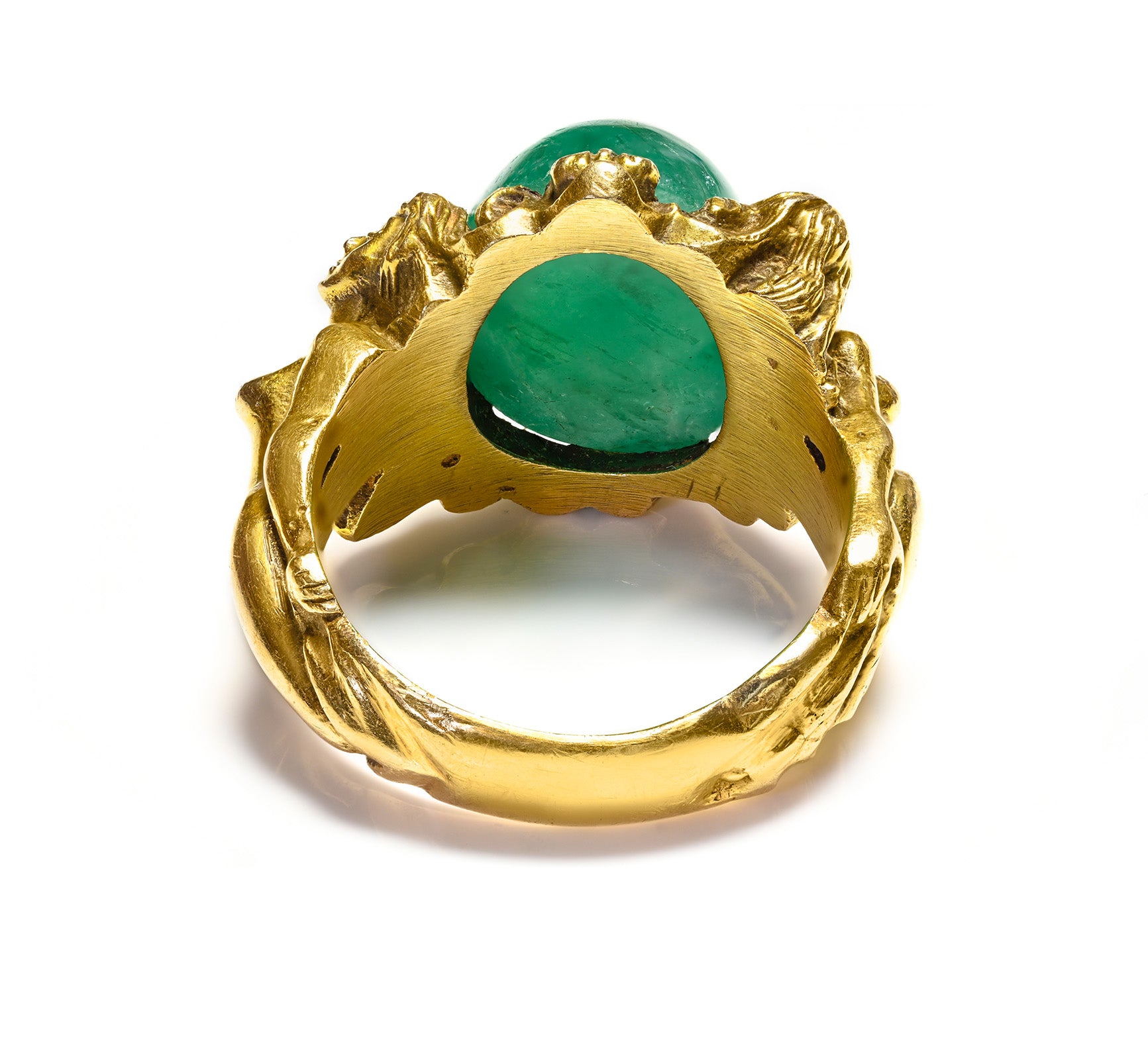 Art Nouveau Gold Emerald Erotic Nude Lady Ring Mens