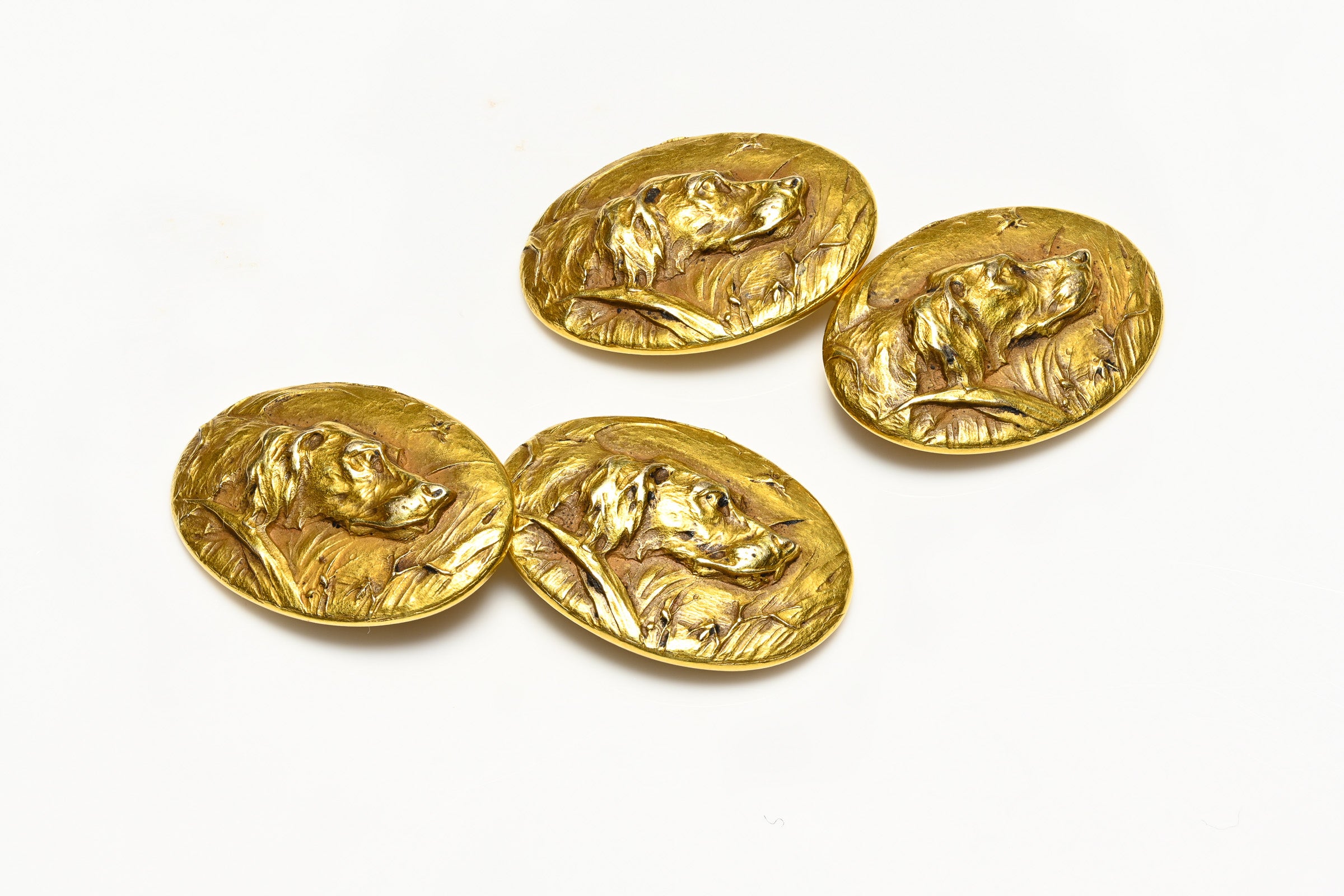 Art Nouveau Gold Dog Double Sided Cufflinks