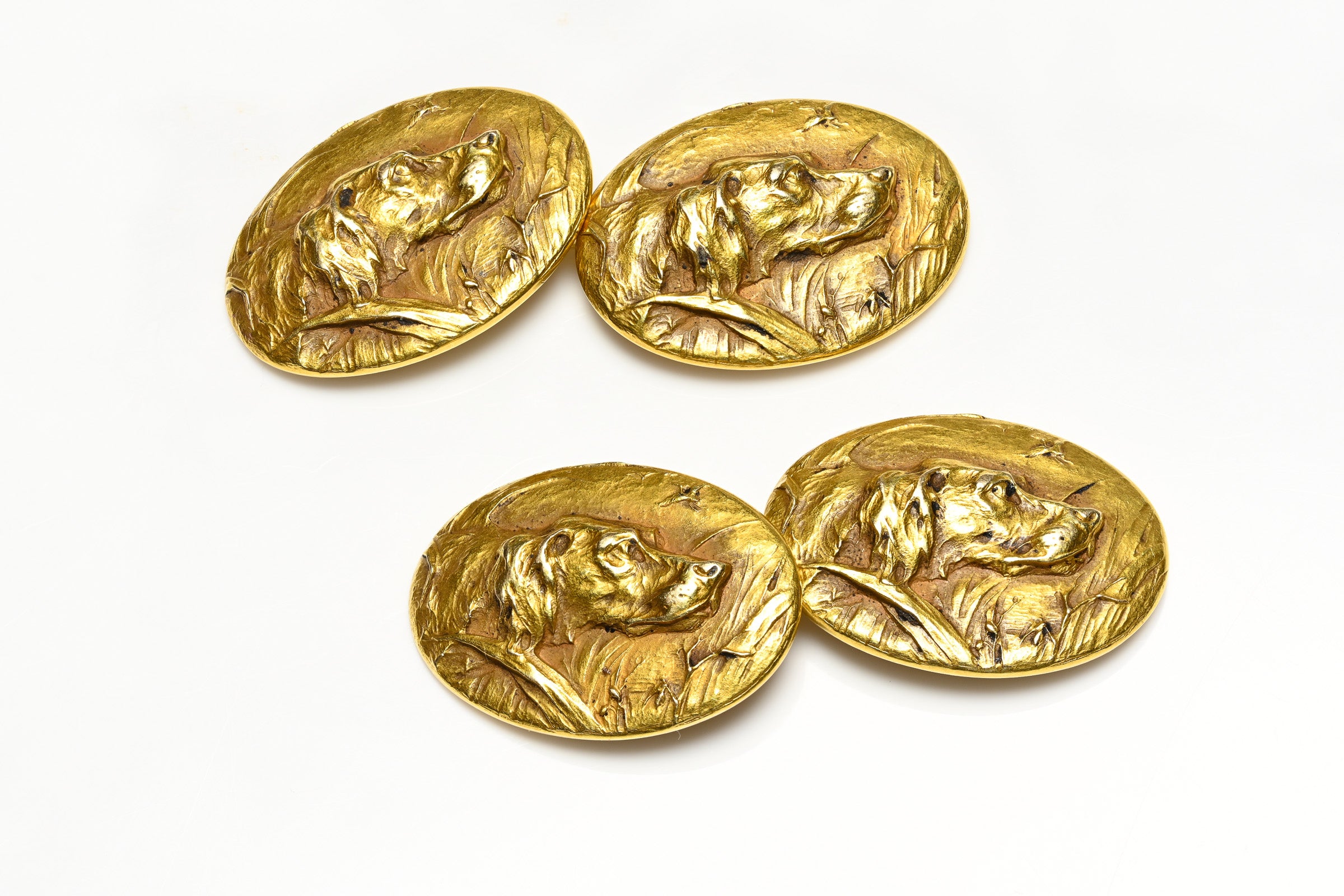 Art Nouveau Gold Dog Double Sided Cufflinks
