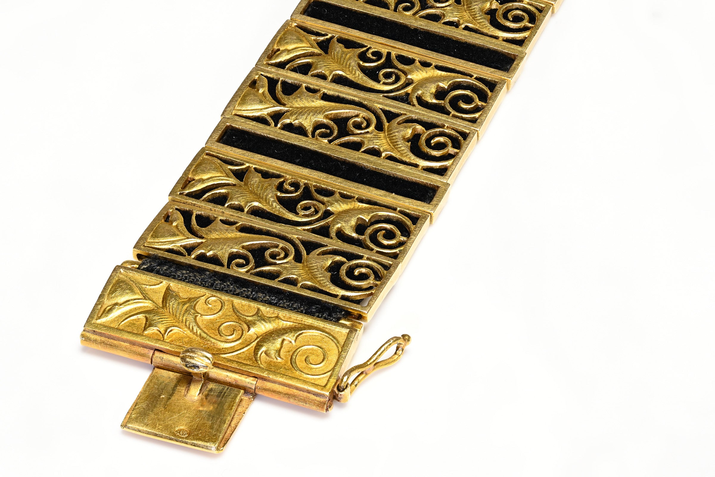 Art Nouveau Gold Wide Bracelet 