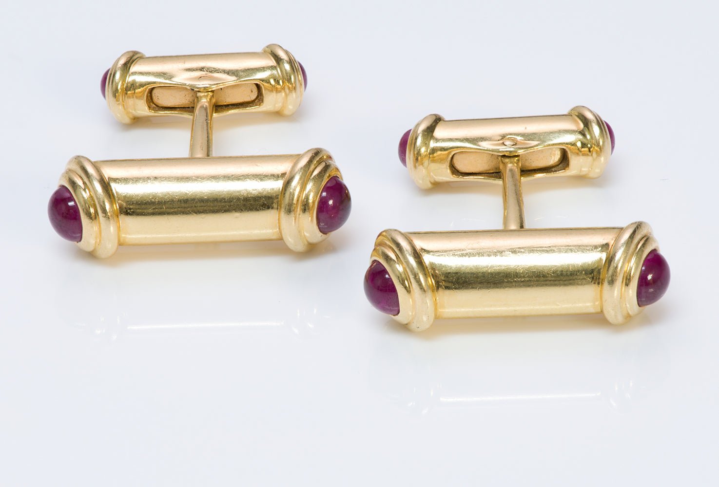 Asprey 18K Gold Ruby Bar Cufflinks