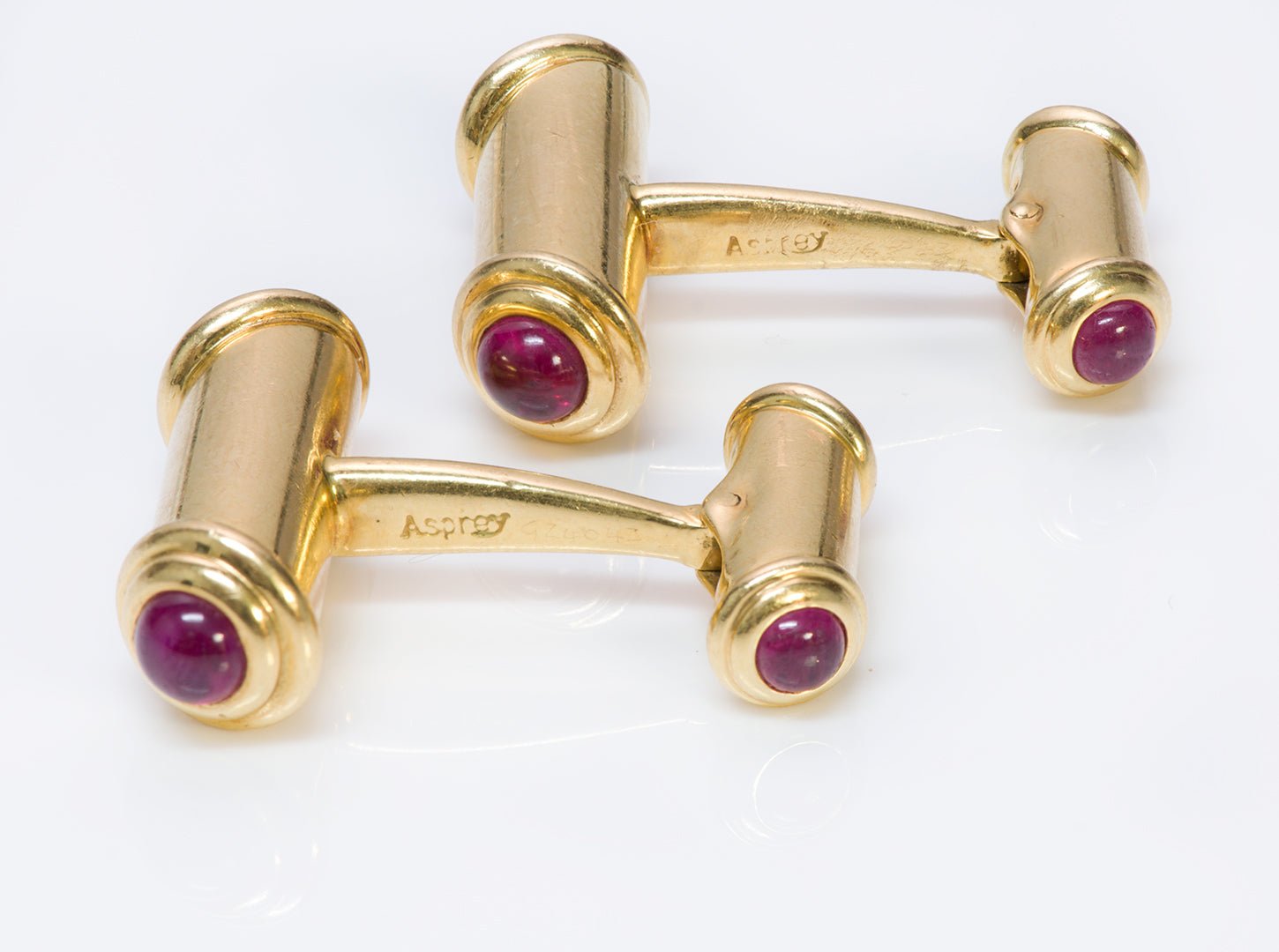 Asprey 18K Gold Ruby Bar Cufflinks