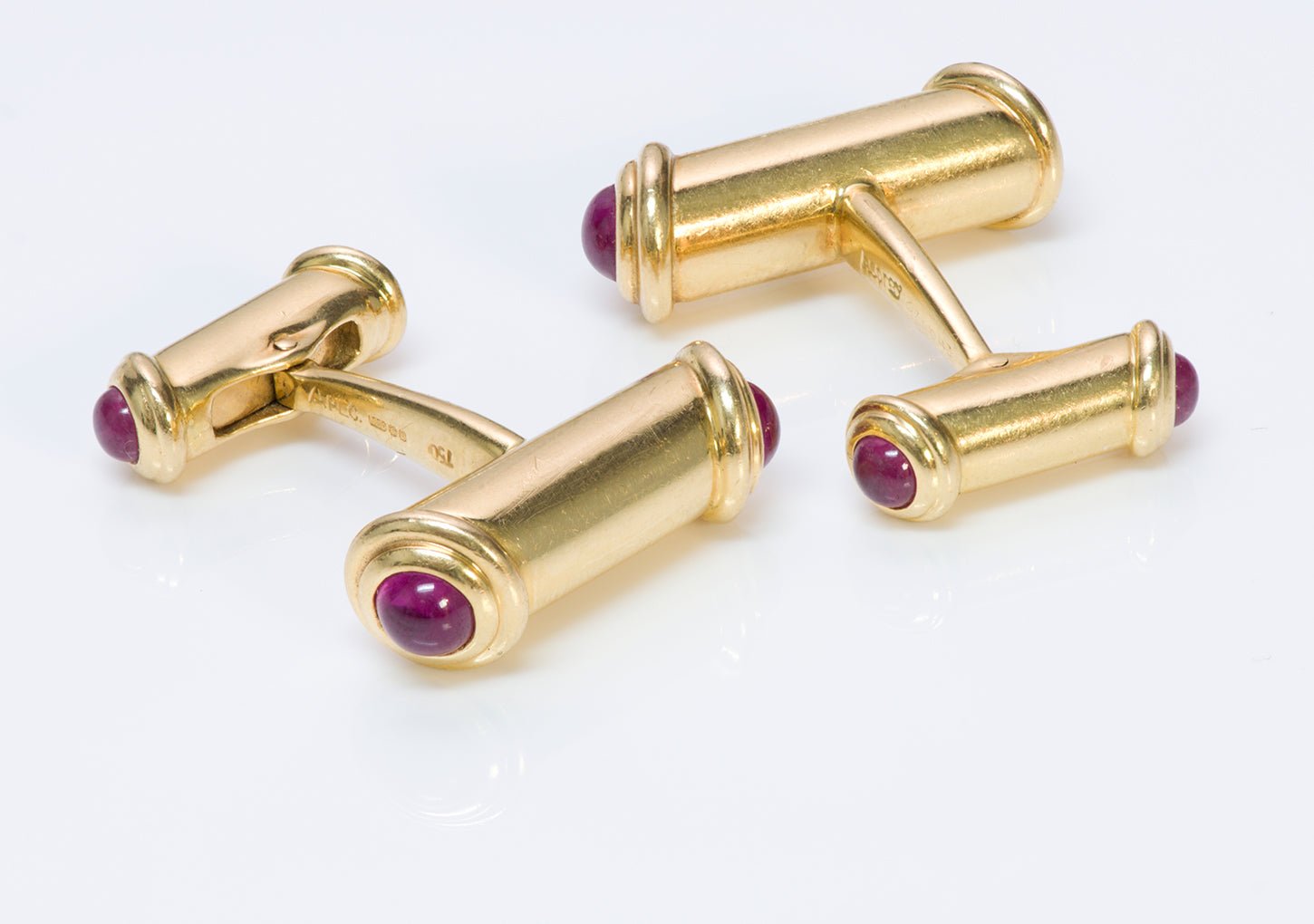 Asprey 18K Gold Ruby Bar Cufflinks