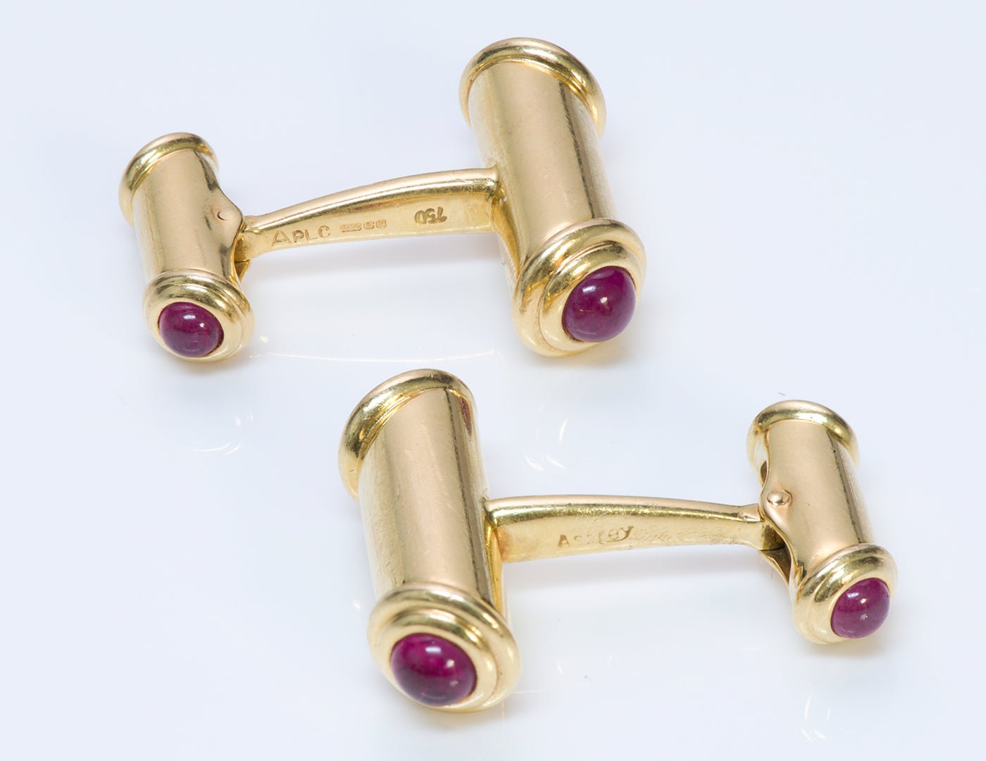 Asprey 18K Gold Ruby Bar Cufflinks