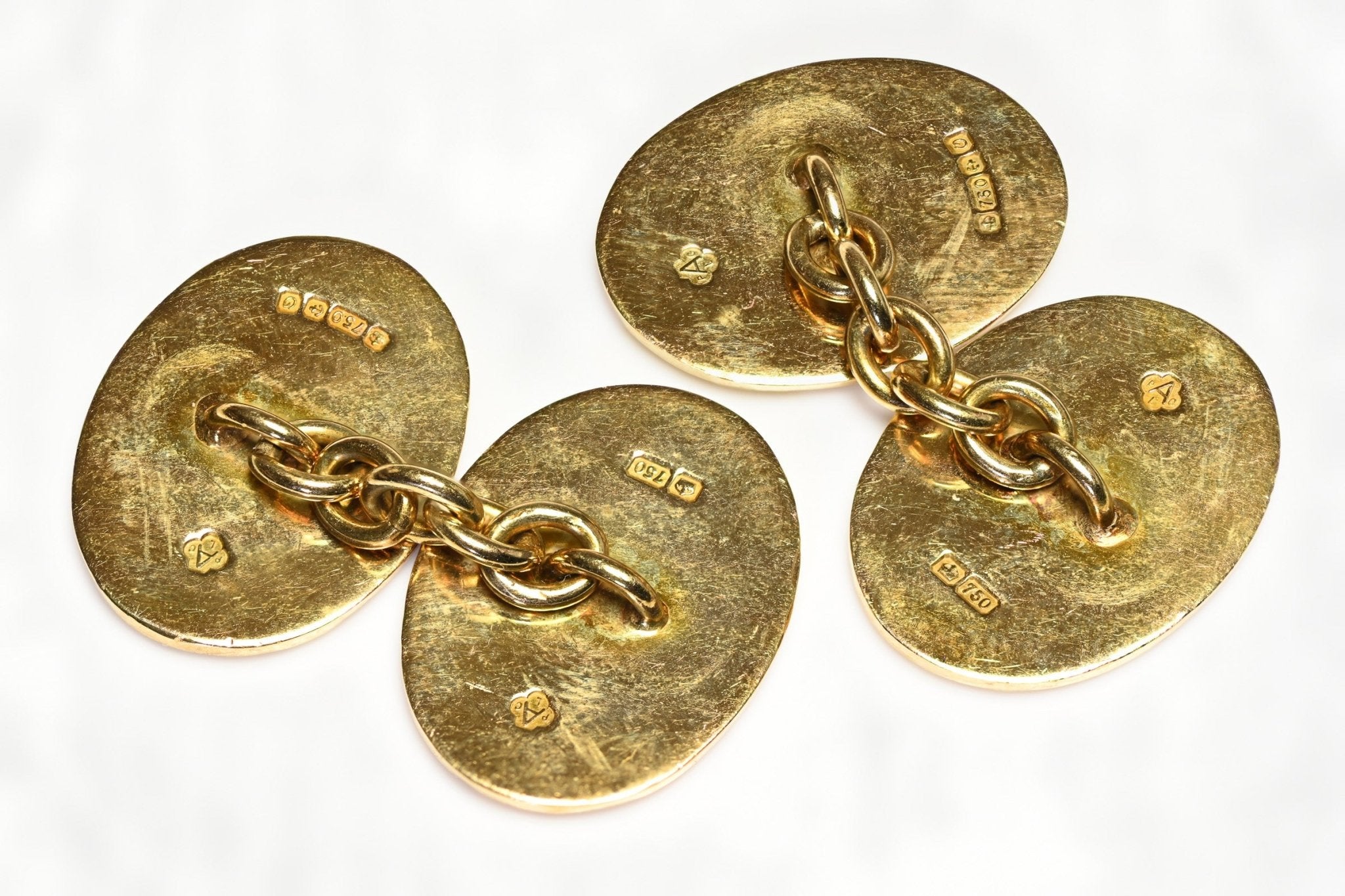 Asprey The Four Vices 18K Gold Enamel Gents Cufflinks