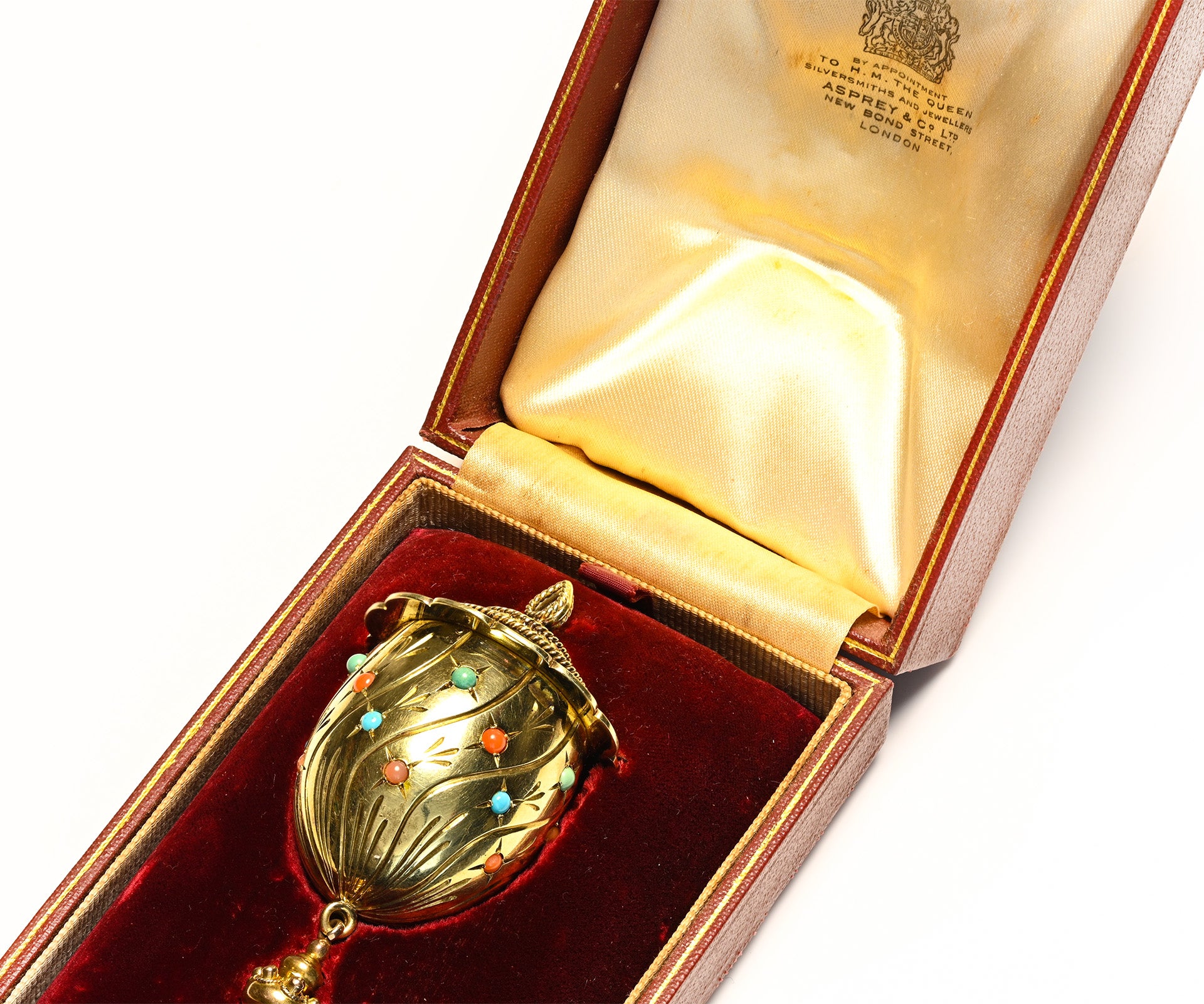 Vintage Asprey Gold Pomander Turquoise Coral