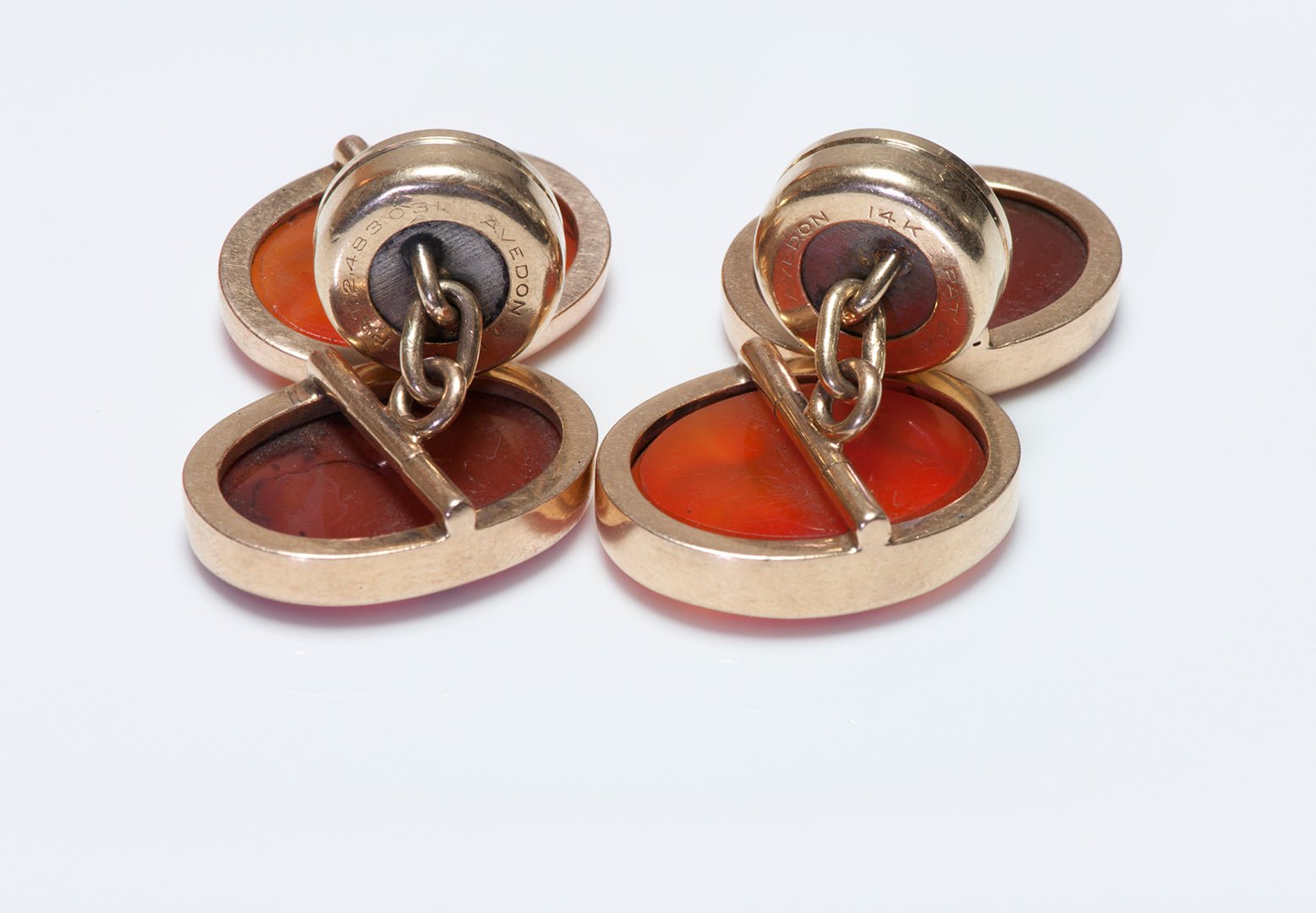 Avedon Gold Double Sided Carnelian Intaglio Cufflinks