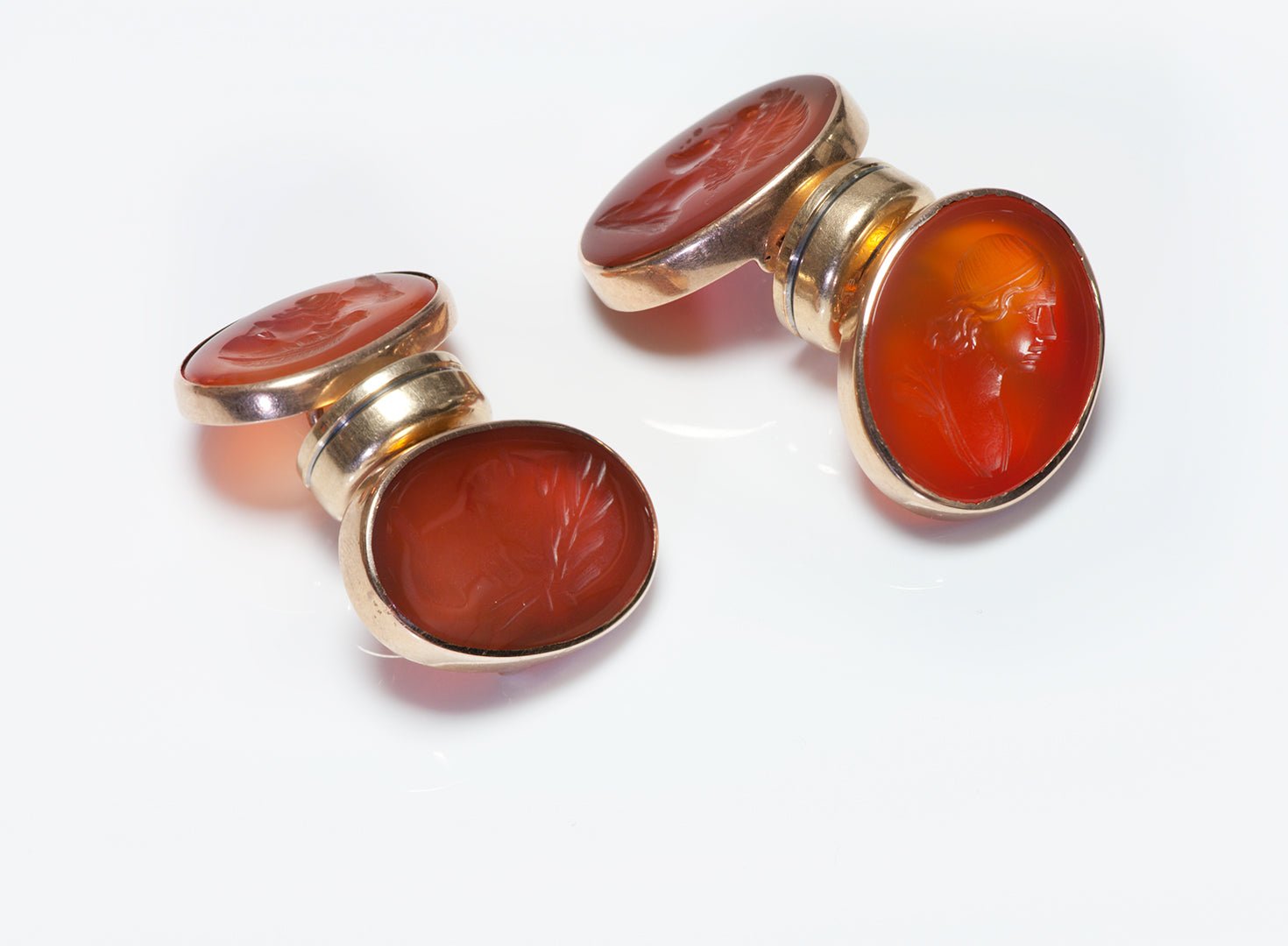 Avedon Gold Double Sided Carnelian Intaglio Cufflinks