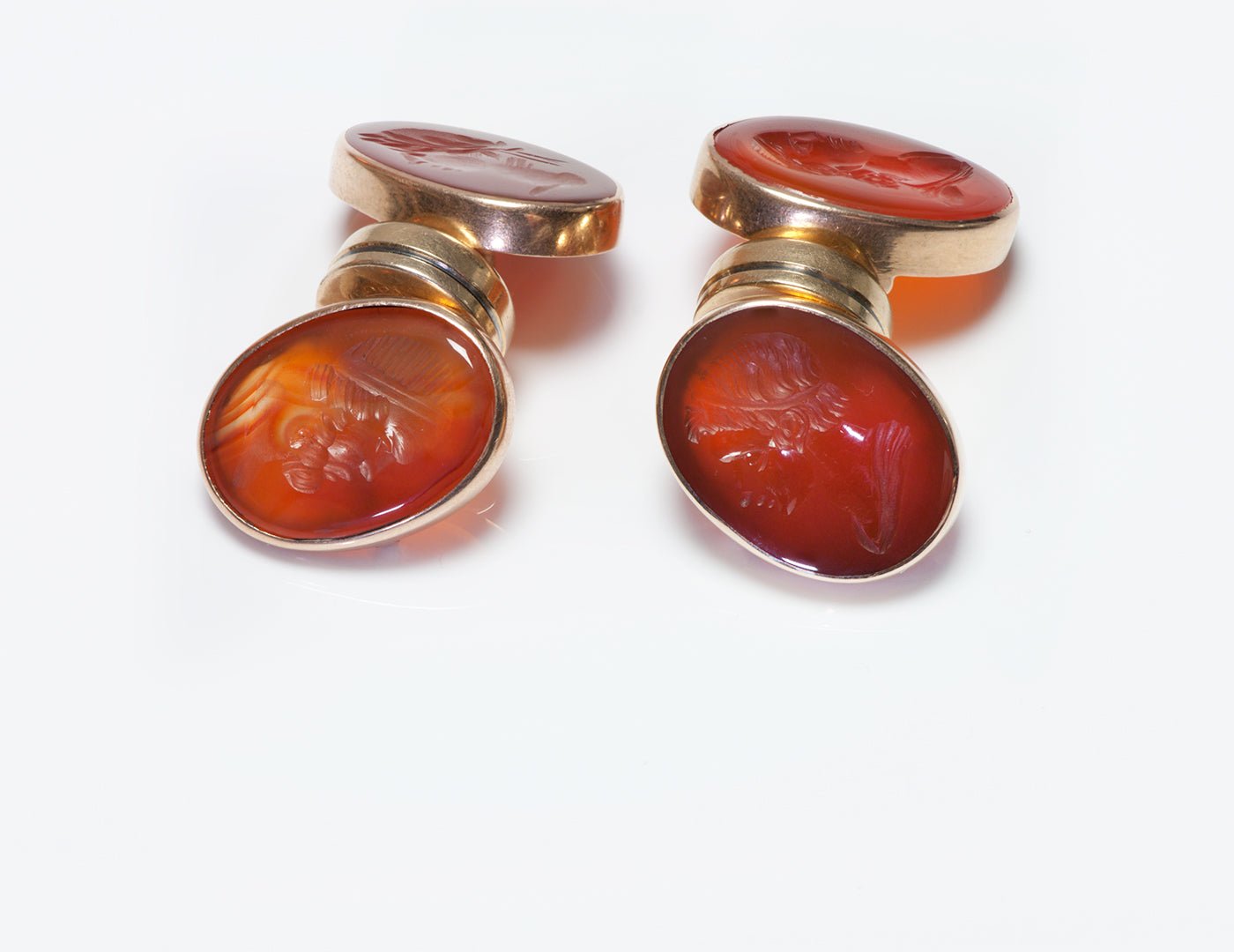 Avedon Gold Double Sided Carnelian Intaglio Cufflinks