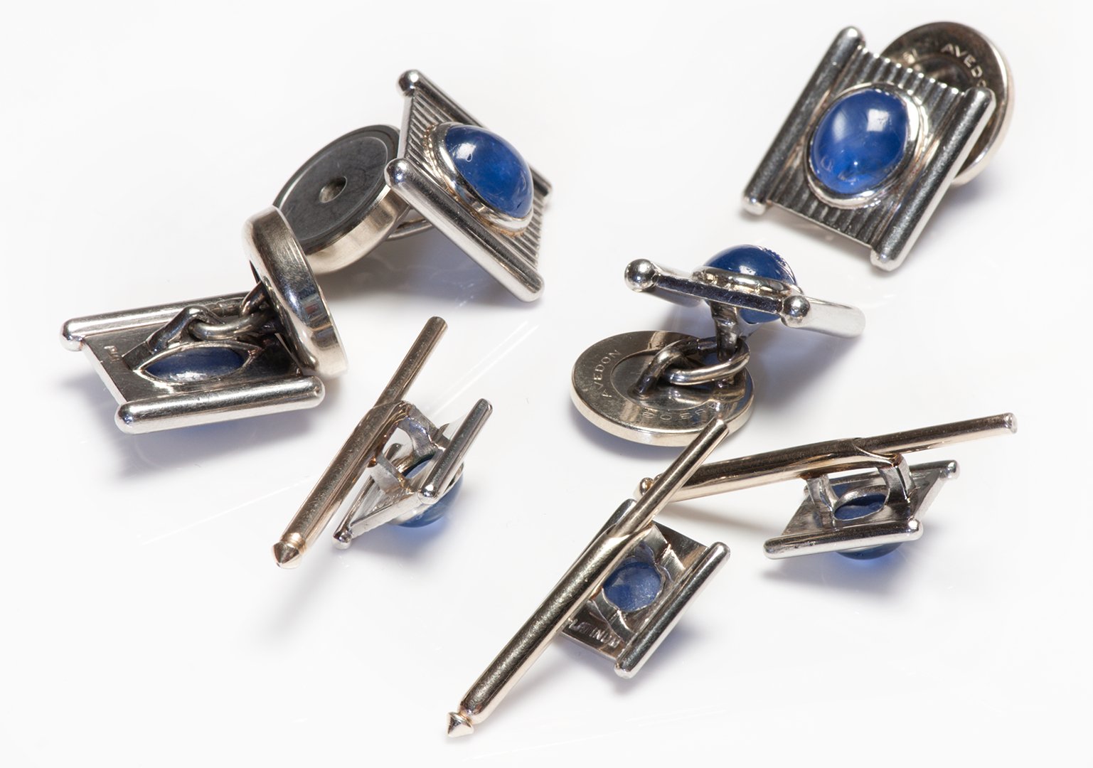 Avedon Platinum Star Sapphire Cufflink Stud Set