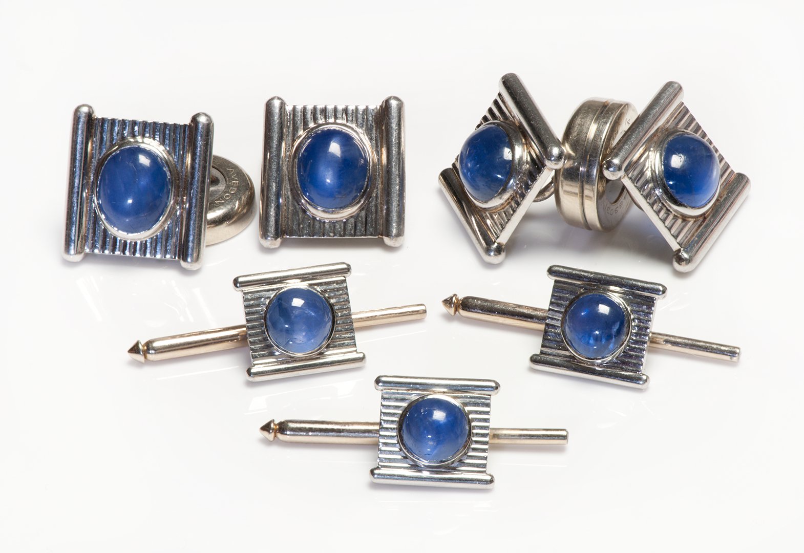 Avedon Platinum Star Sapphire Cufflink Stud Set