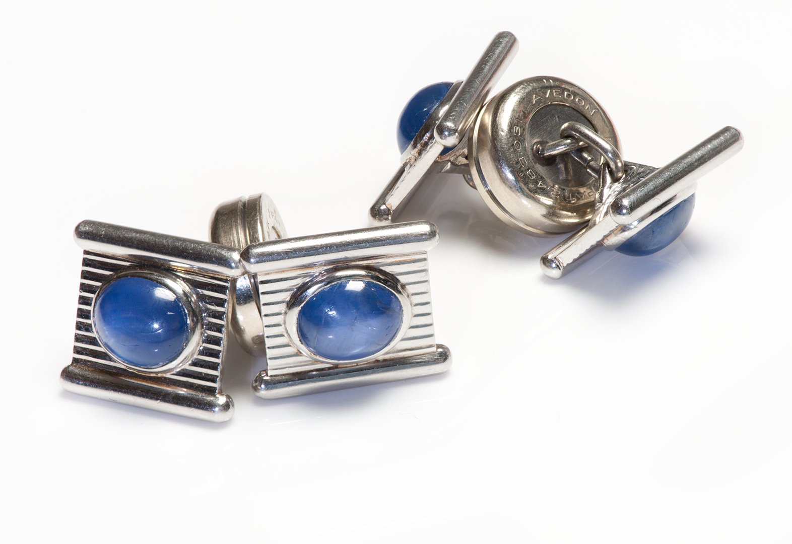 Avedon Platinum Star Sapphire Cufflink Stud Set