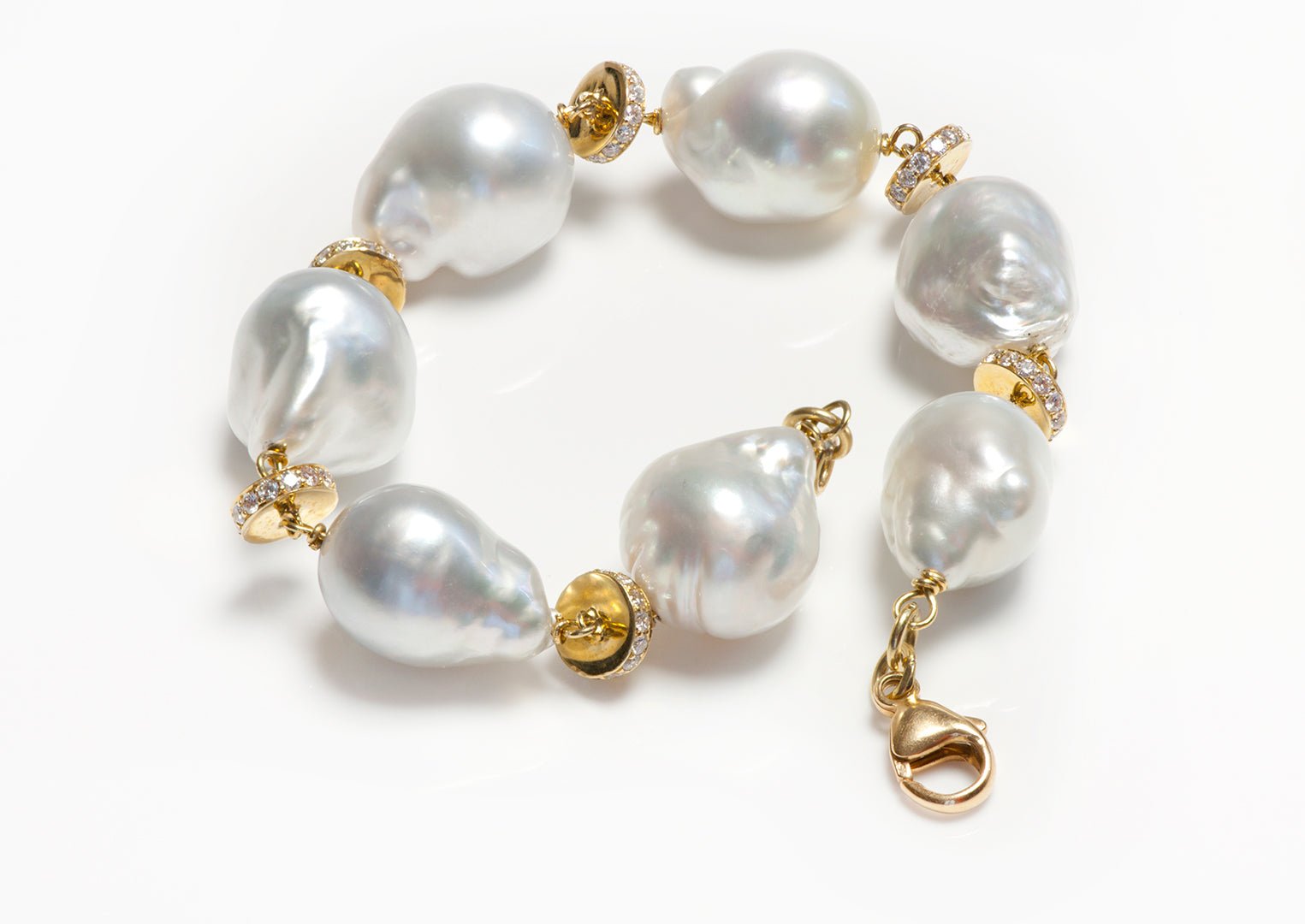 Baroque Pearl 18K Gold Diamond Bracelet