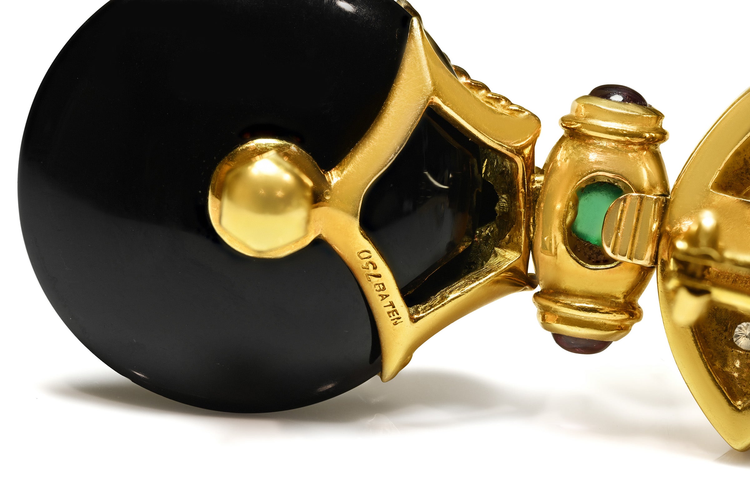 Baten 18K Gold Onyx, Diamond Gemstone Drop Earrings