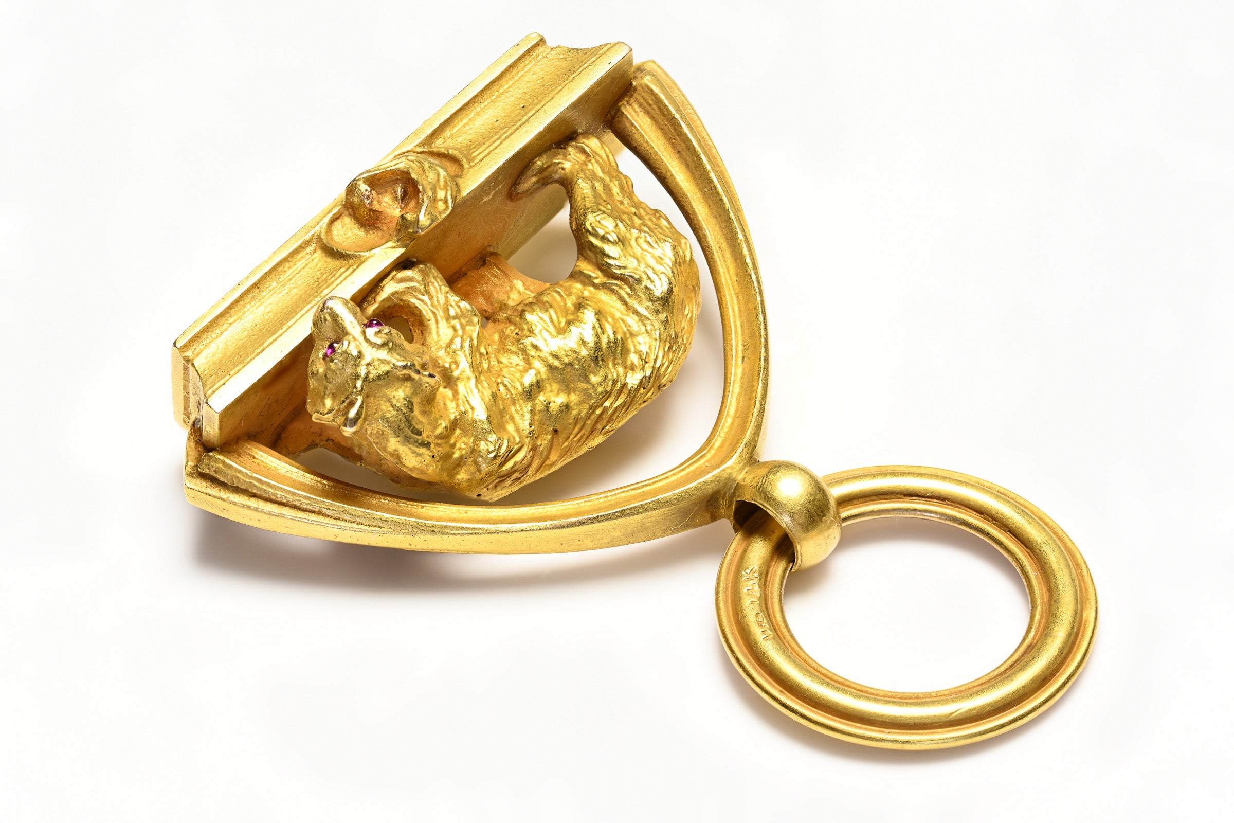 Antique Gold Bear Snake Fob