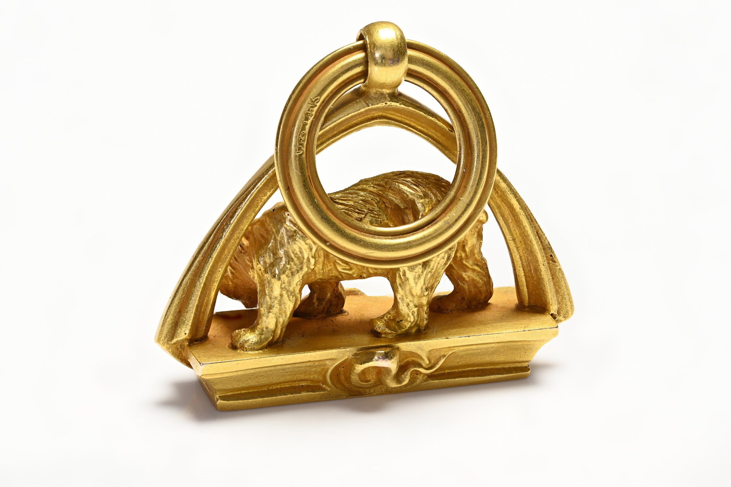 Antique Gold Bear Snake Fob