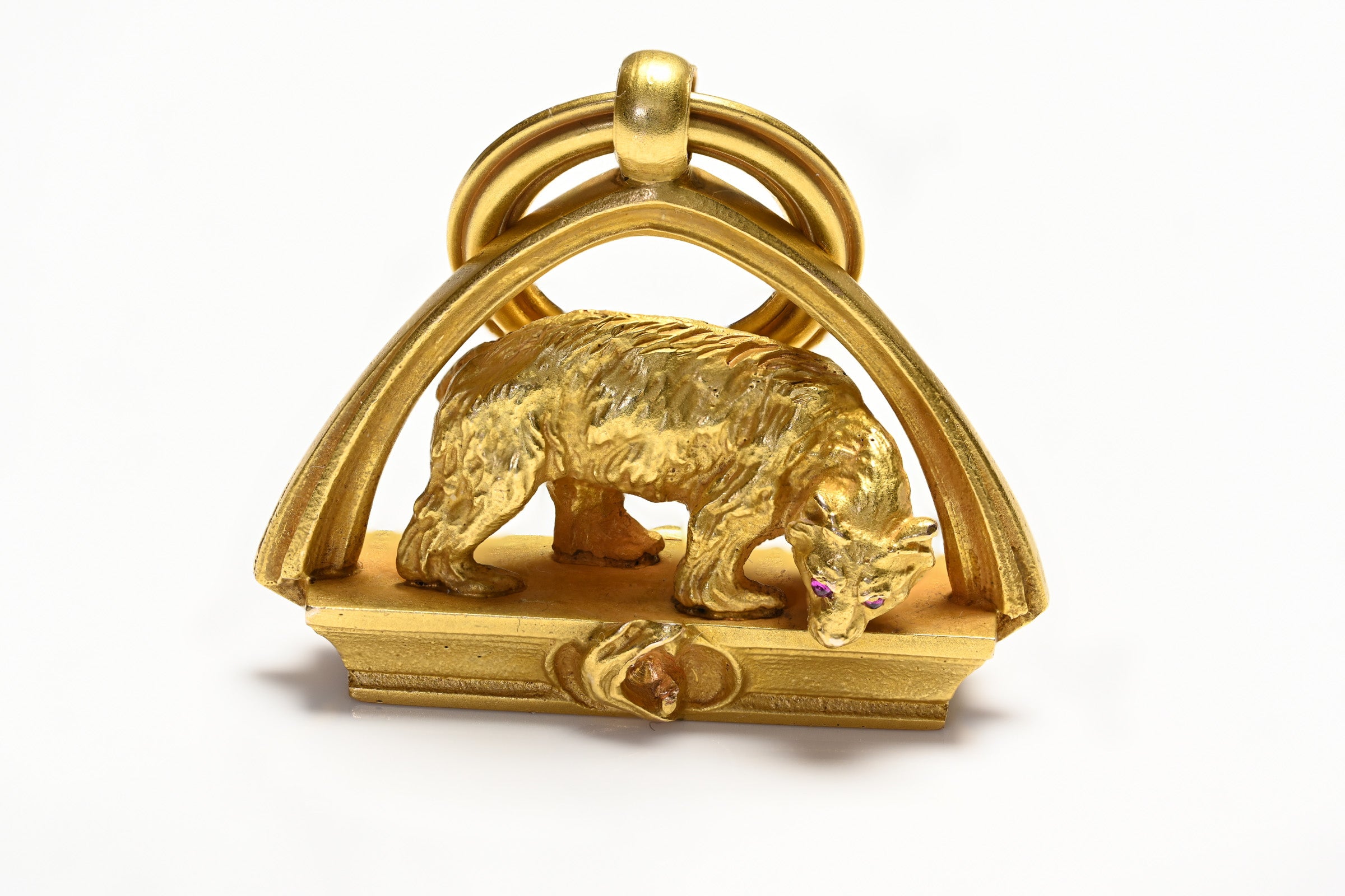 Gustav Manz Antique Gold Bear Snake Fob