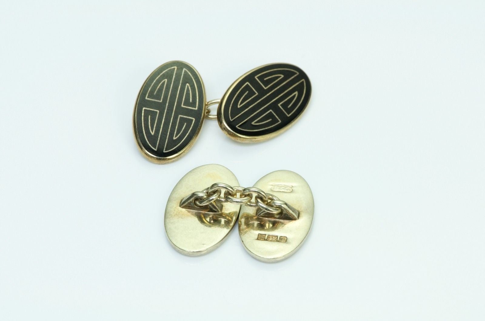 Boardman & Glossop Vintage Silver Enamel Cufflinks