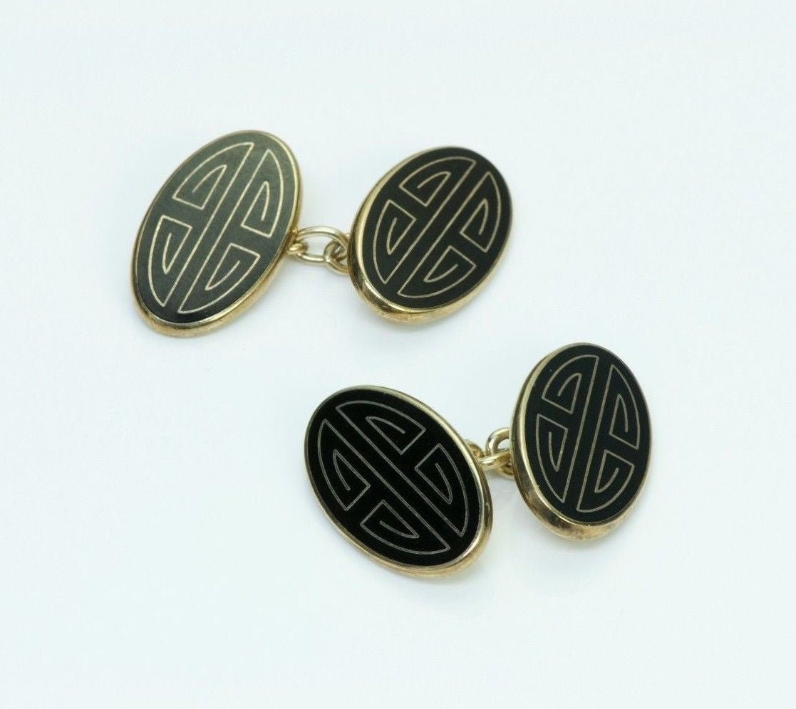 Boardman & Glossop Vintage Silver Enamel Cufflinks