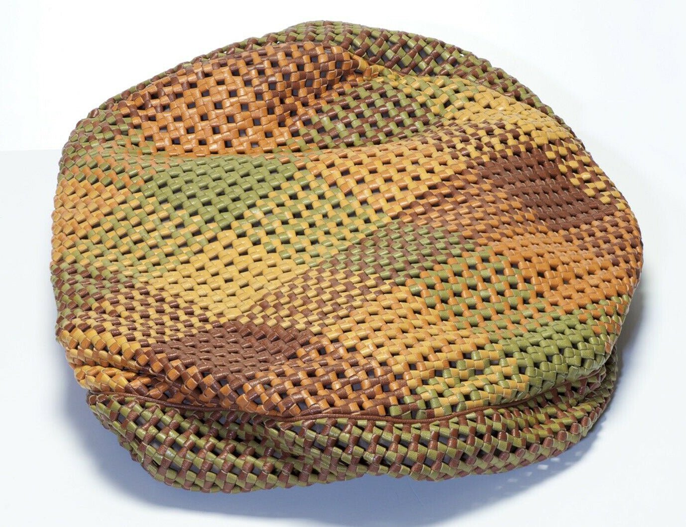 Bottega Veneta Green Orange Brown Intrecciato Leather Hobo Bag