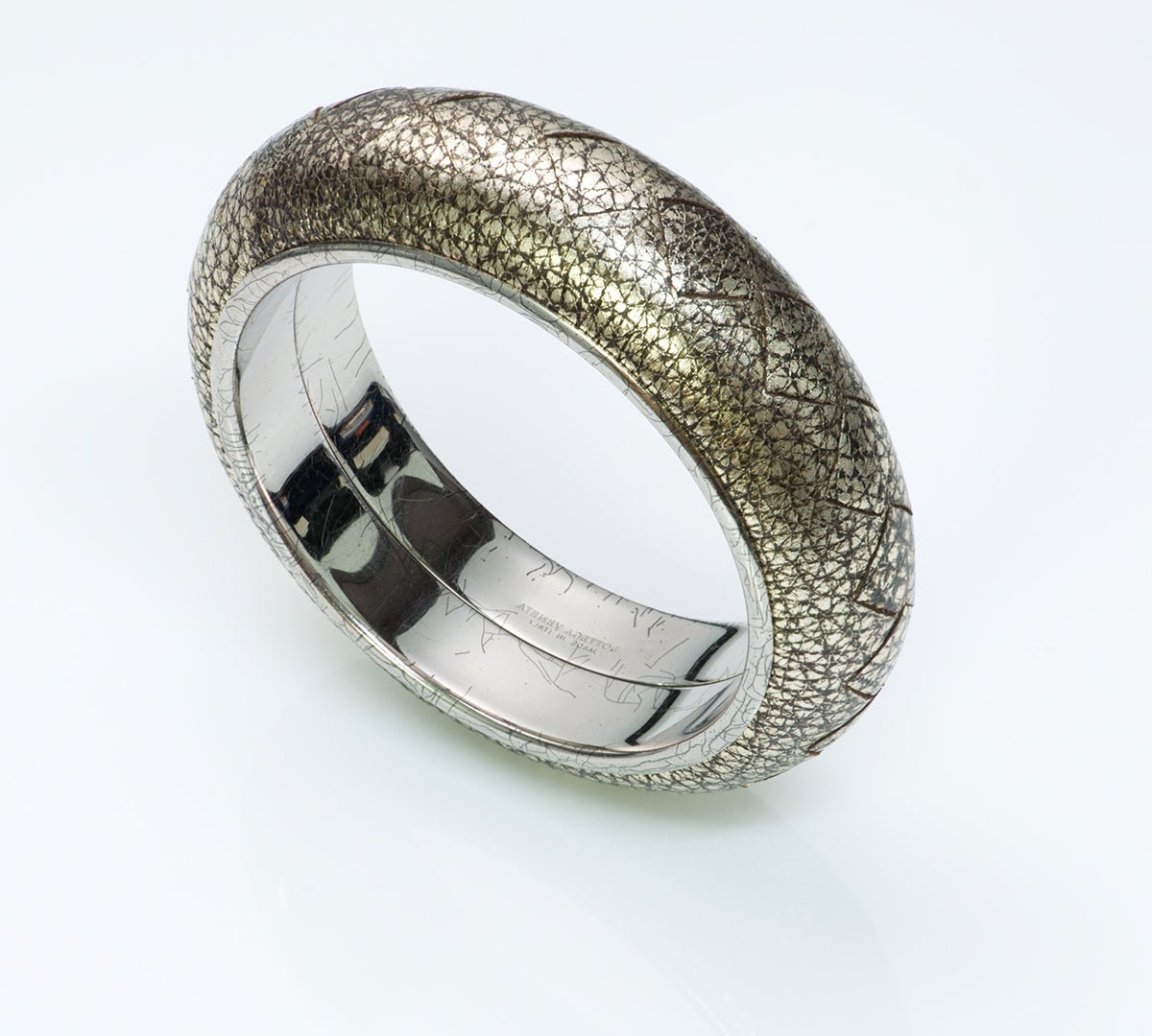 Bottega Veneta Silver Leather Bangle