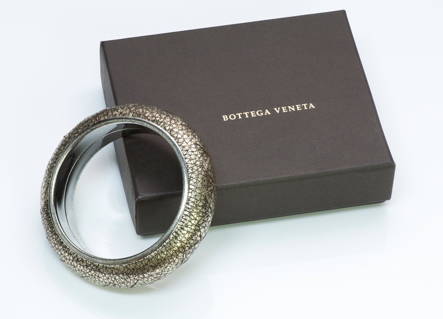 Bottega Veneta Silver Leather Bangle