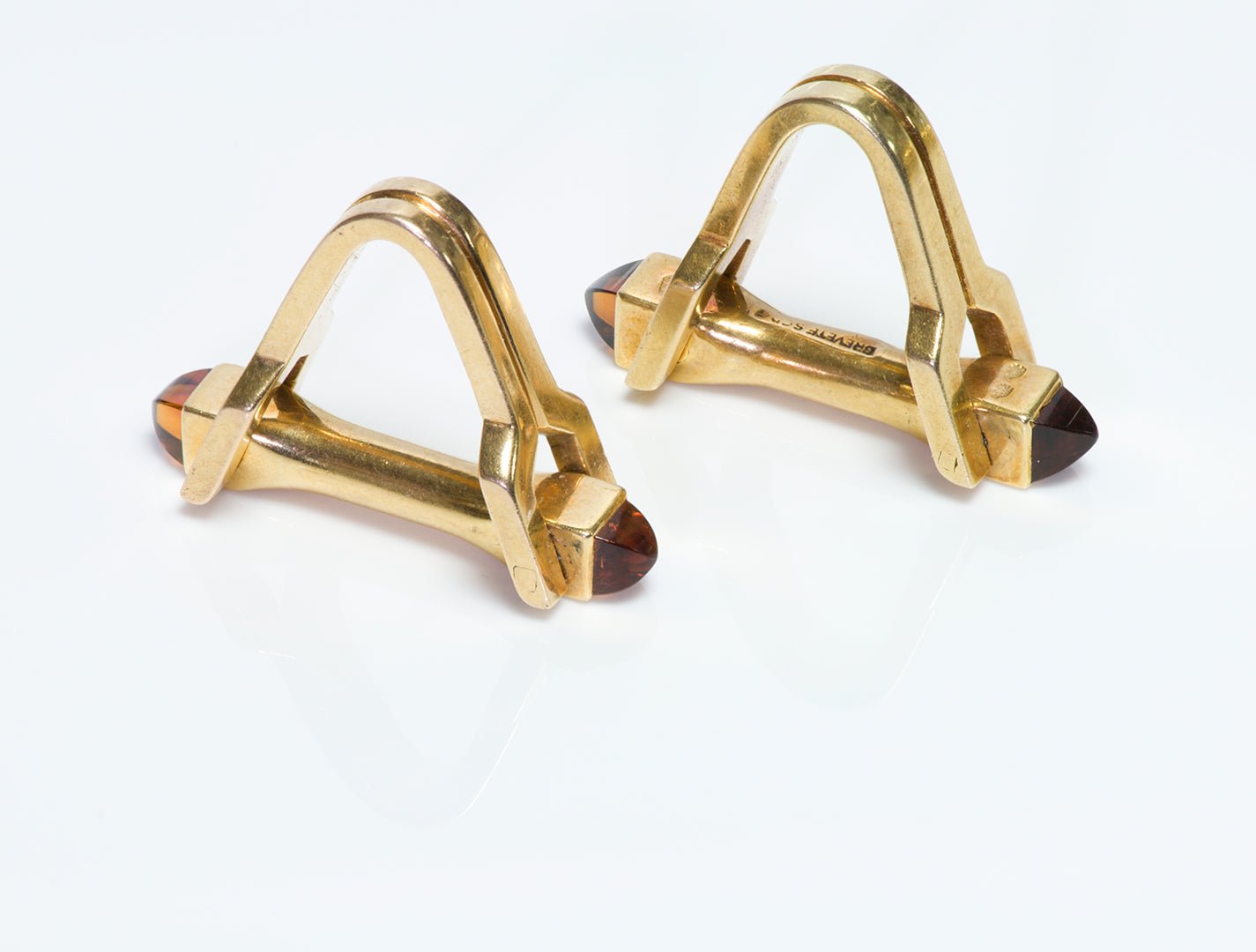 Boucheron Paris 18K Yellow Gold Topaz Stirrup Cufflinks