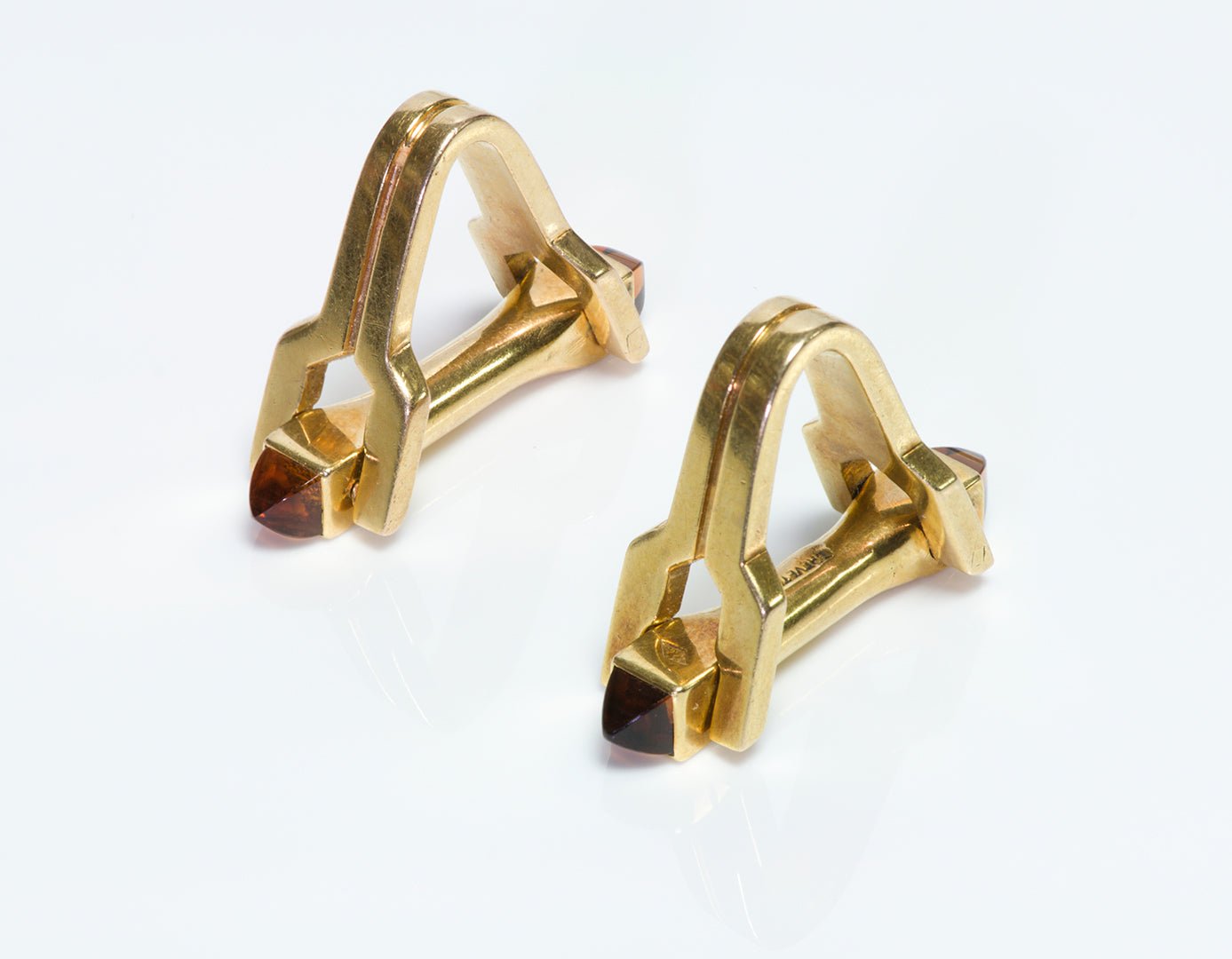 Boucheron Paris 18K Yellow Gold Topaz Stirrup Cufflinks