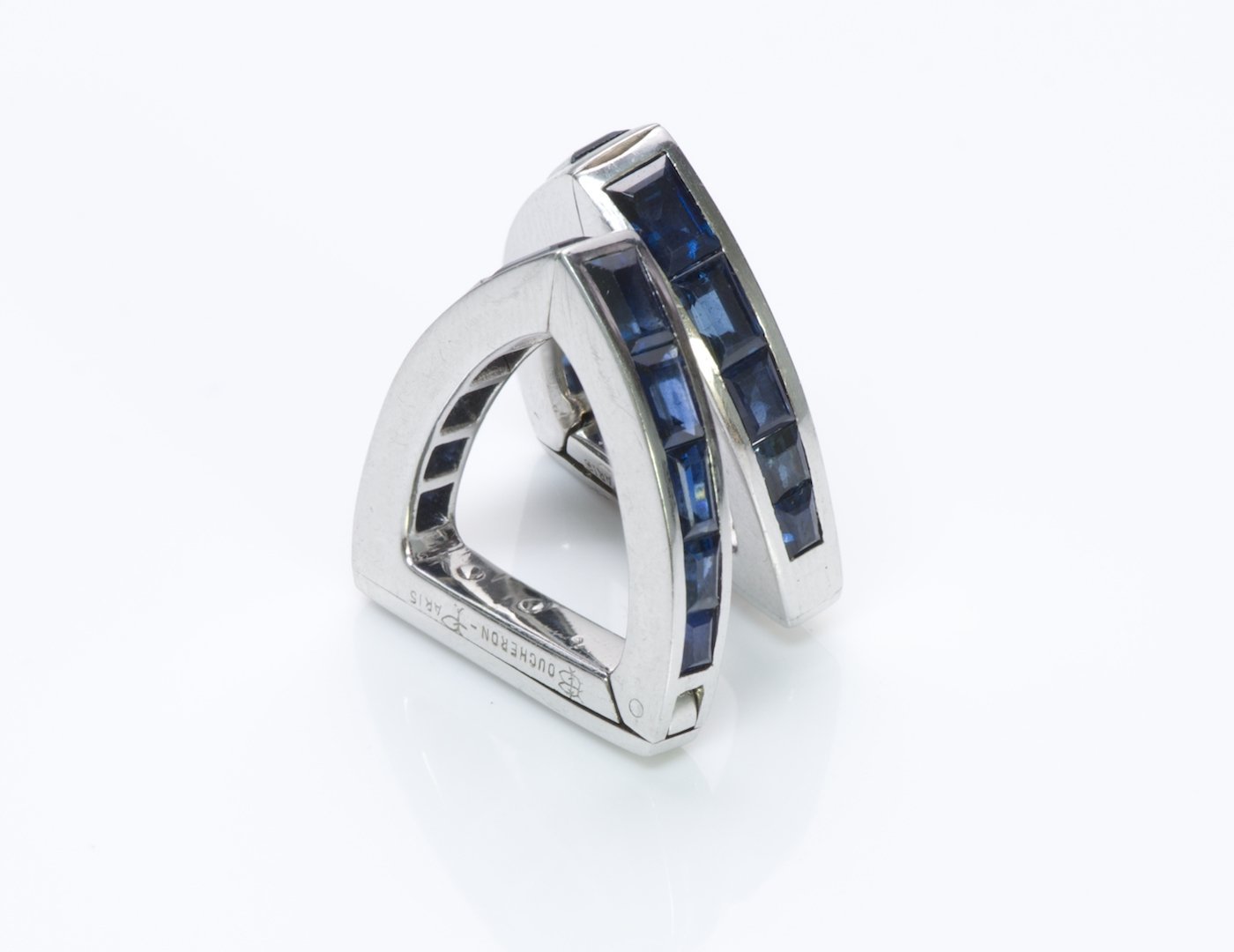 Boucheron White Gold Sapphire Stirrup Cufflinks