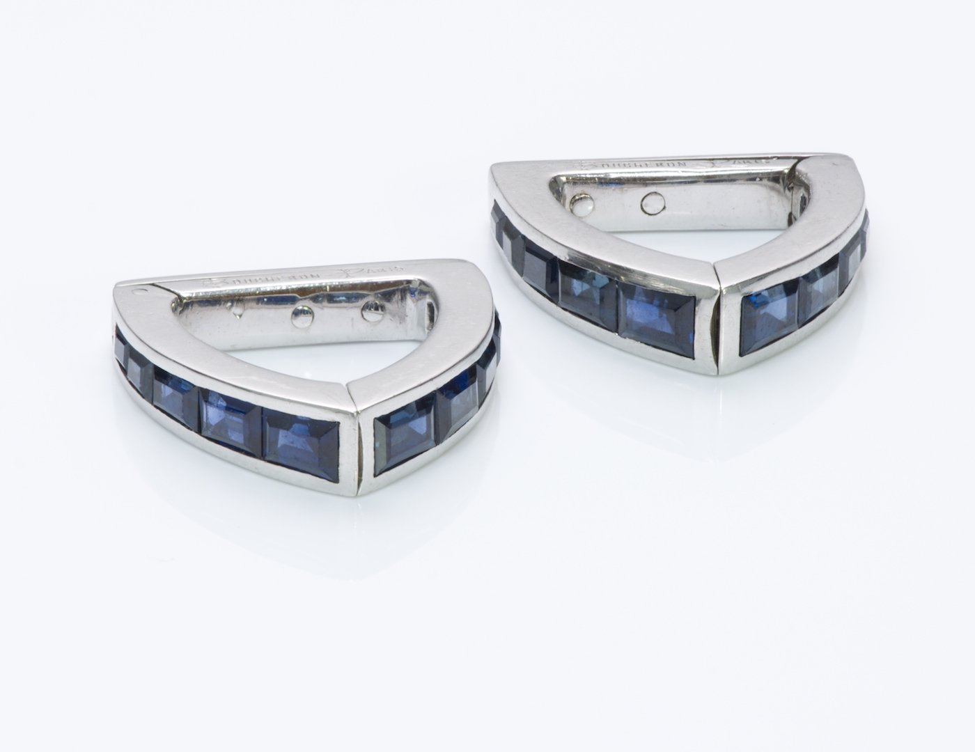 Boucheron White Gold Sapphire Stirrup Cufflinks