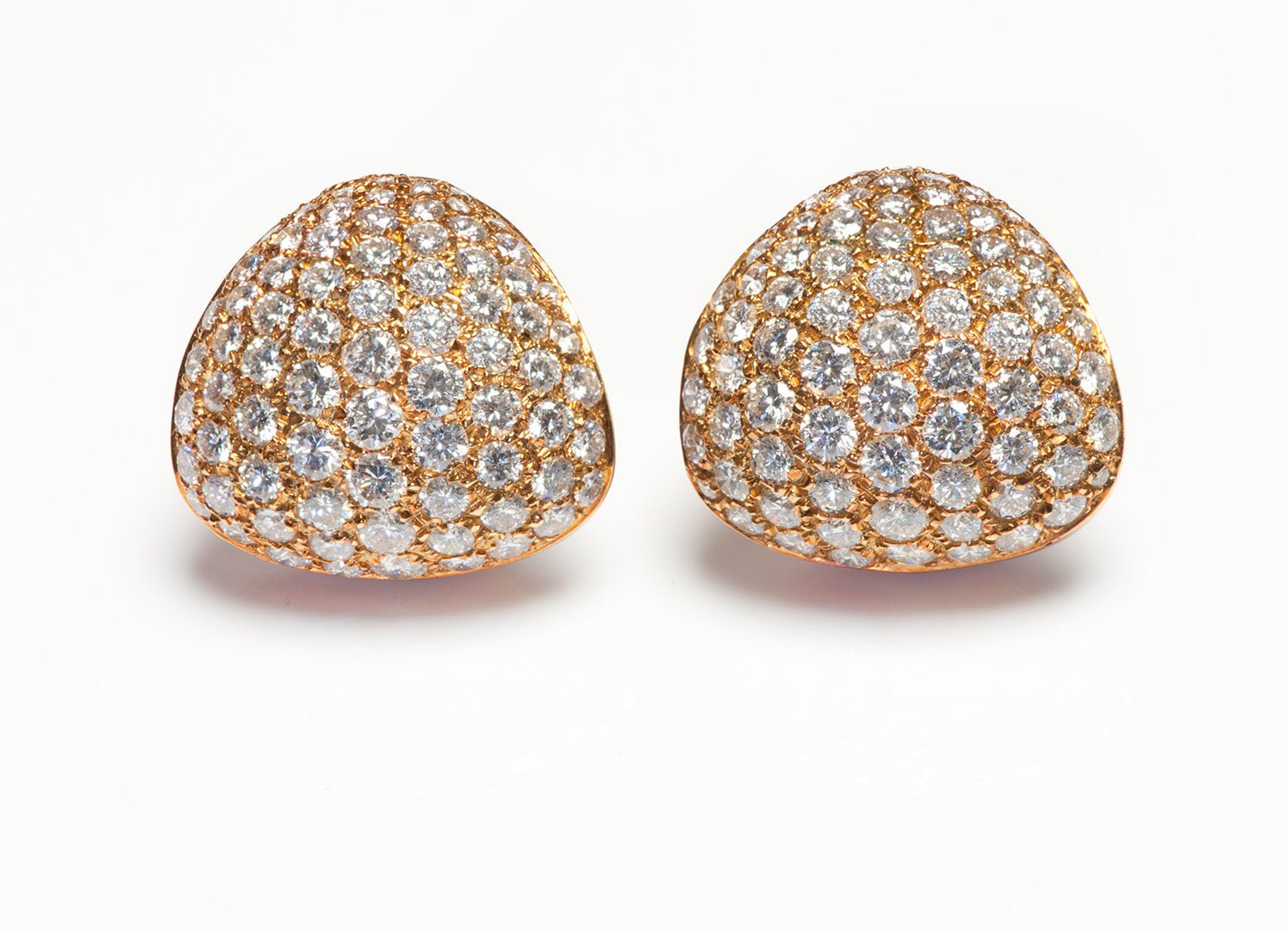 Brilliant Cut Pave Diamond 18K Gold Earrings