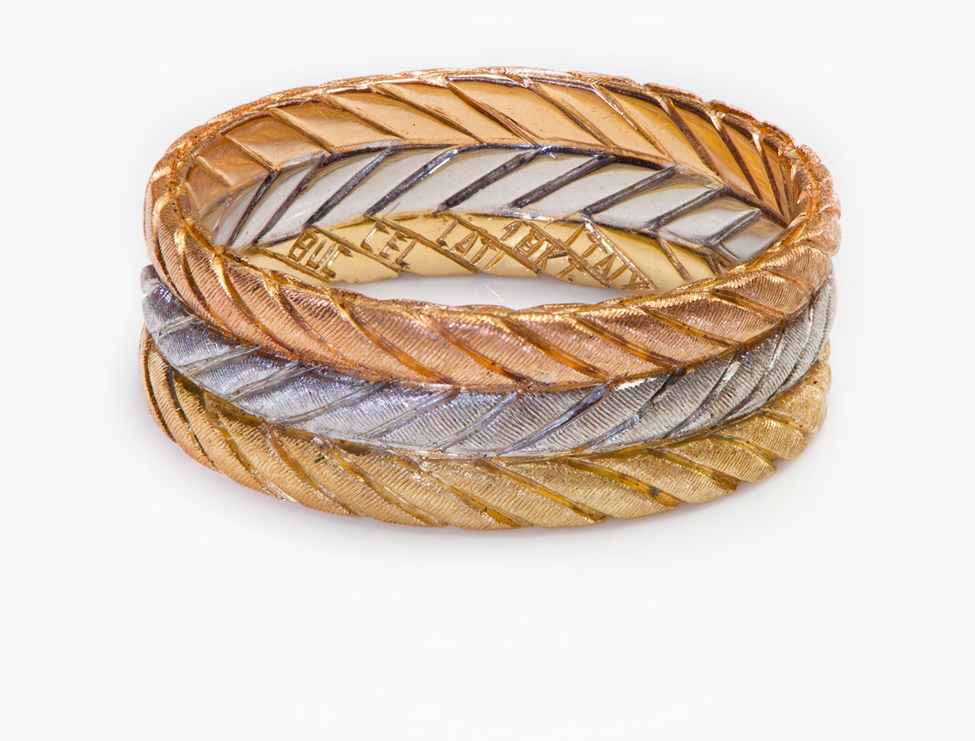 Buccellati 18K Tri-Color Gold Braided Eternity Band Ring