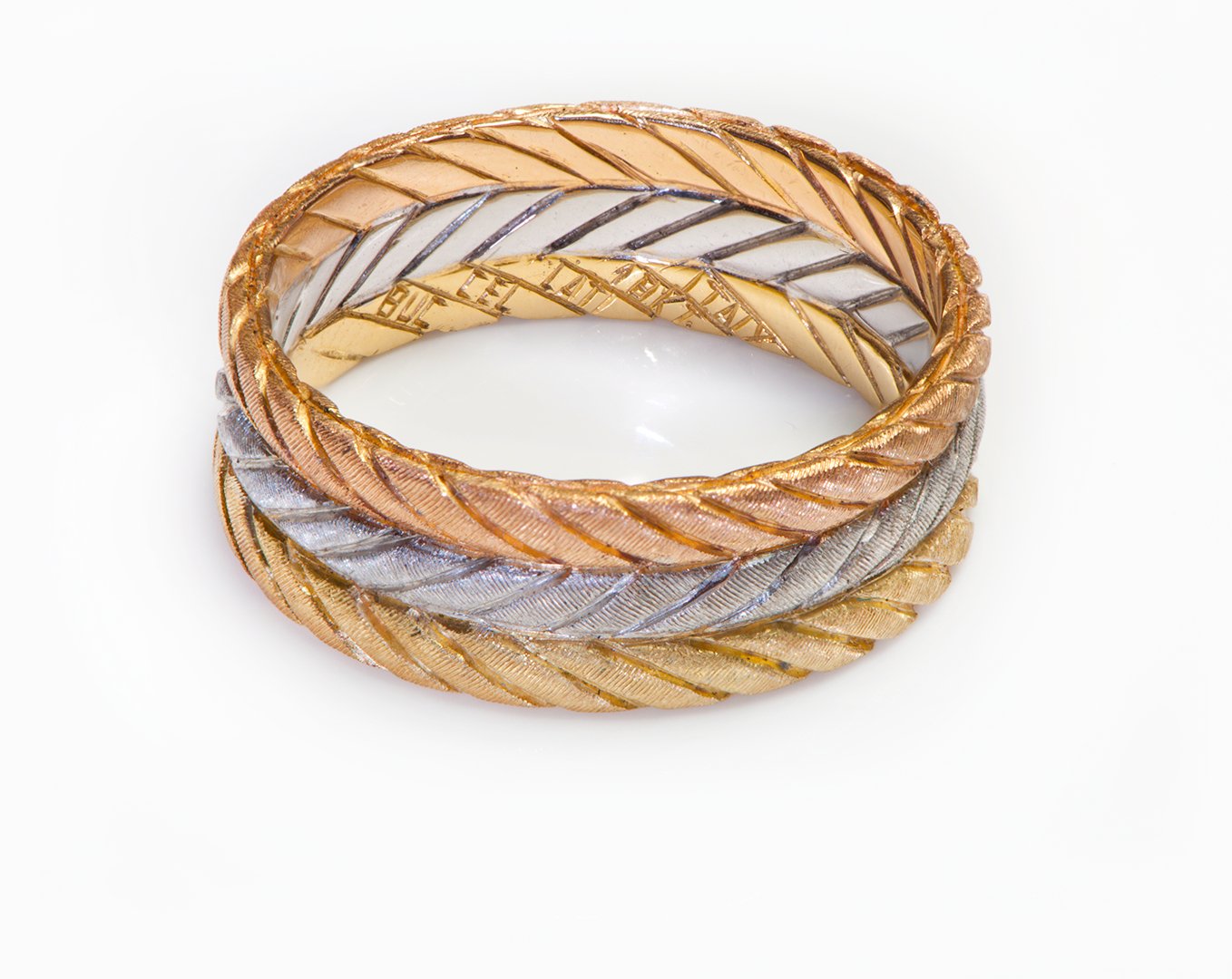 Buccellati 18K Tri-Color Gold Braided Eternity Band Ring