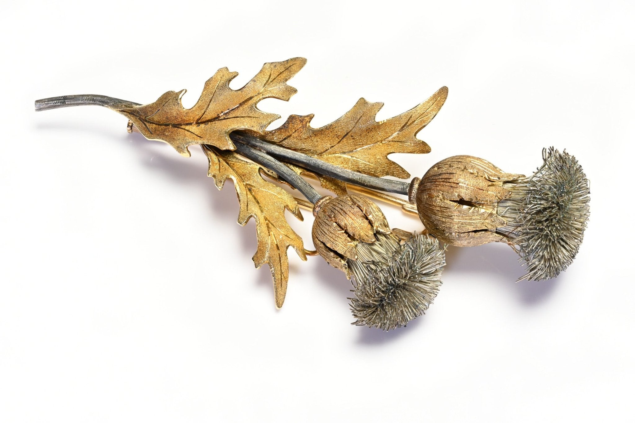 Buccellati Gold Silver Thistle Flower Brooch Pin
