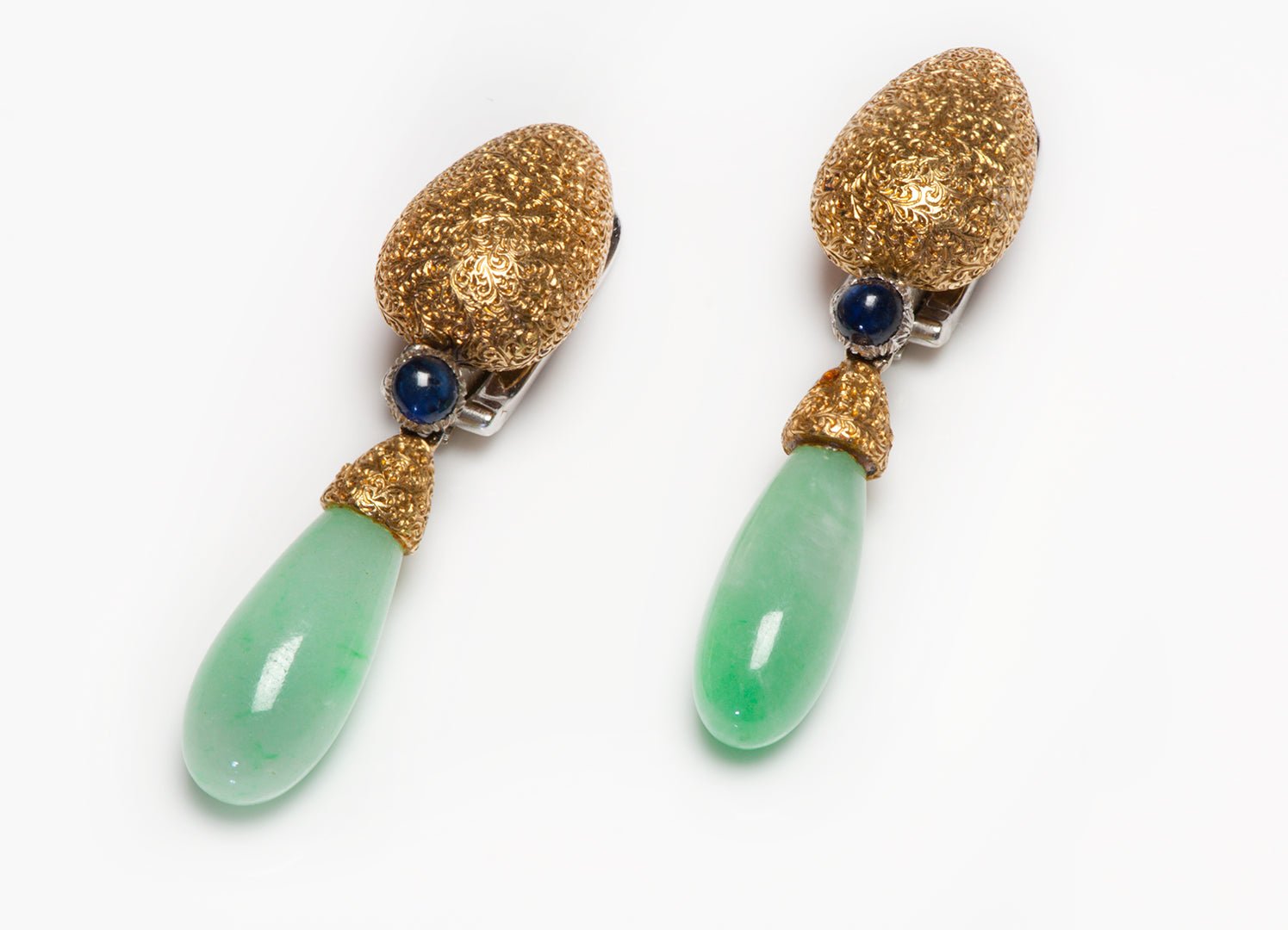 Buccellati Jade Sapphire Gold Drop Earrings