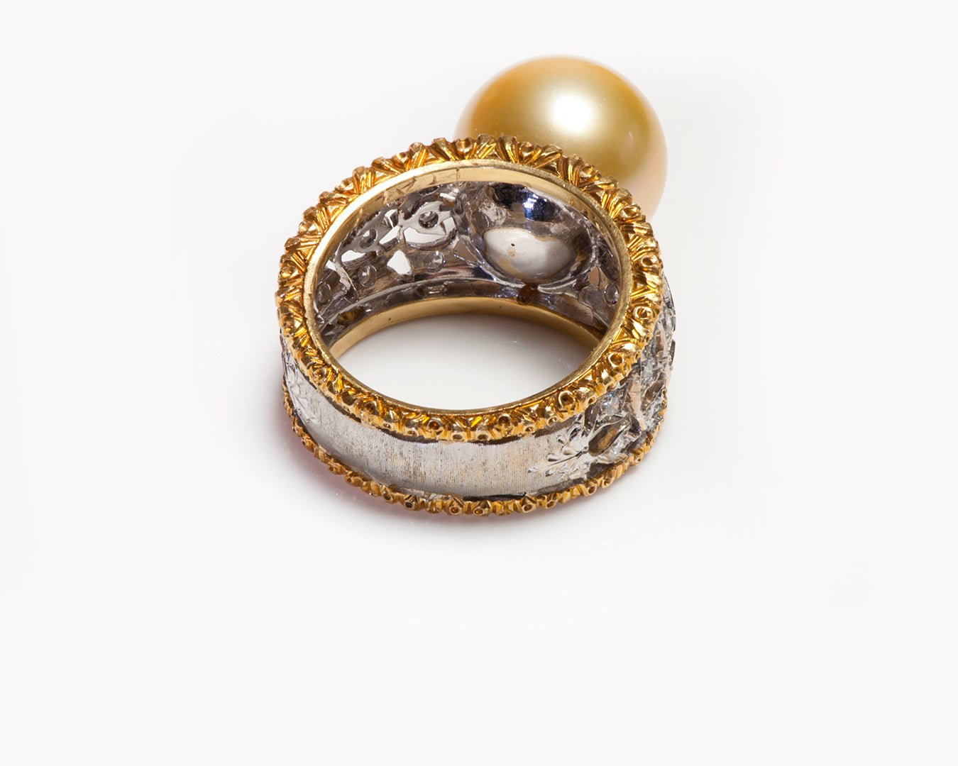 Buccellati Ramage Eternelle 18K Gold Diamond Pearl Ring