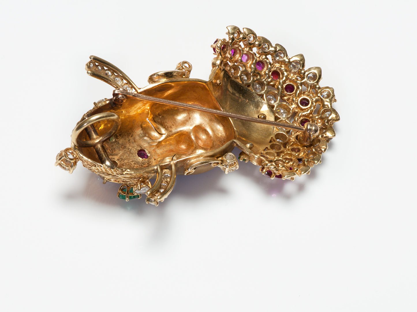 Buddha Gold Diamond Emerald Ruby Pendant Brooch
