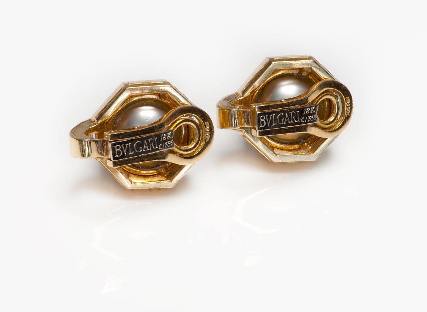 Bulgari Bvlgari 18K Gold Pearl Diamond Earrings