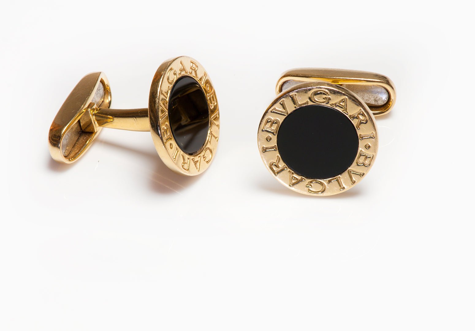 Bulgari Bvlgari 18K Yellow Gold Onyx Cufflinks