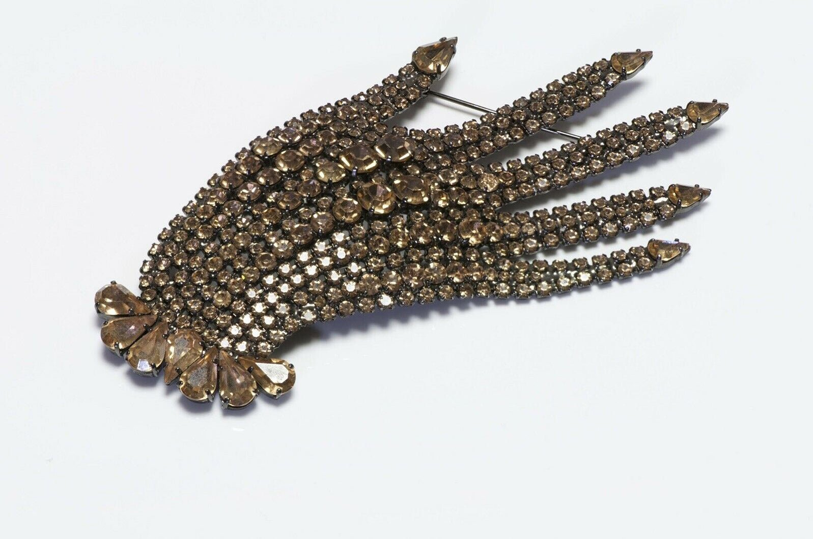 Butler & Wilson 1980’s Brown Crystal Hand Brooch