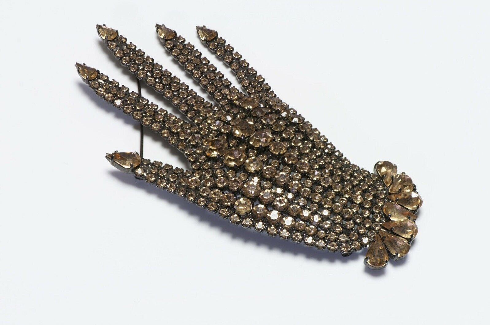 Butler & Wilson 1980’s Brown Crystal Hand Brooch